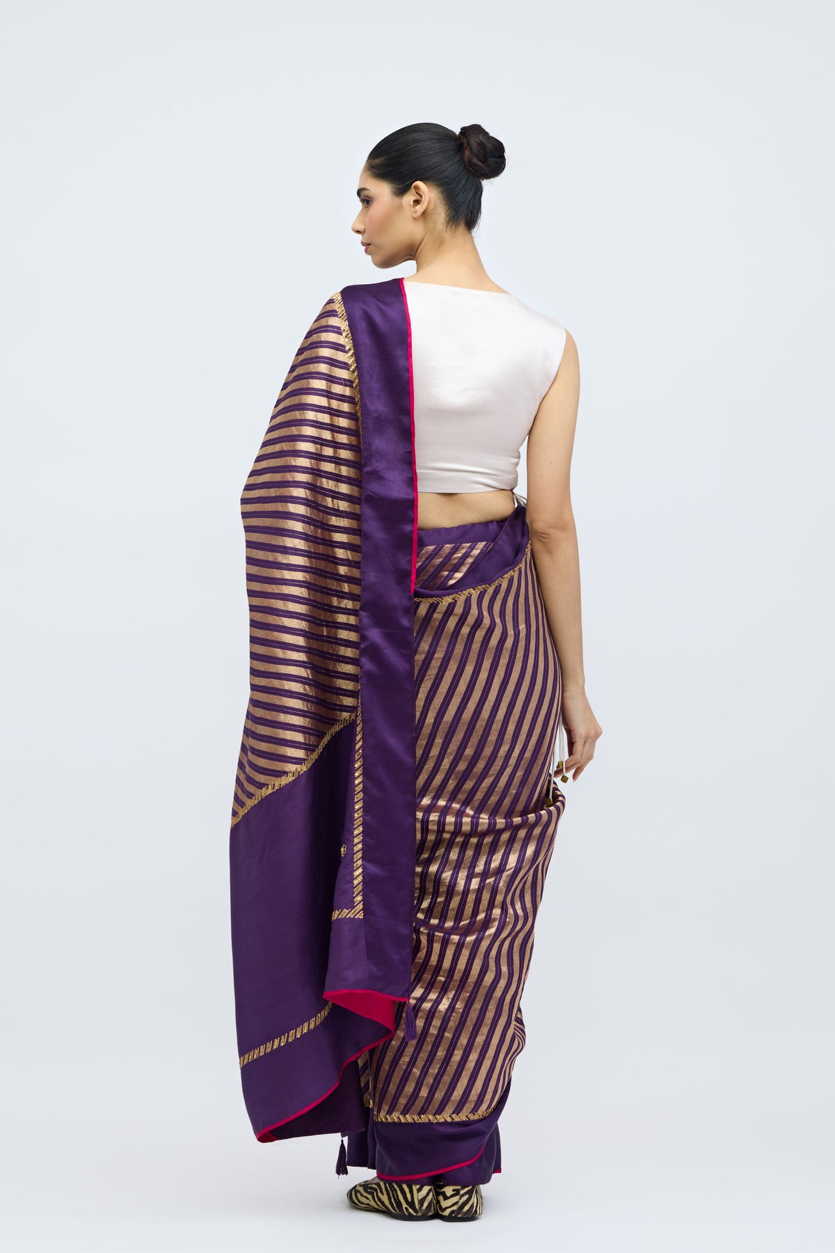 Tirchi Purple Silk Saree