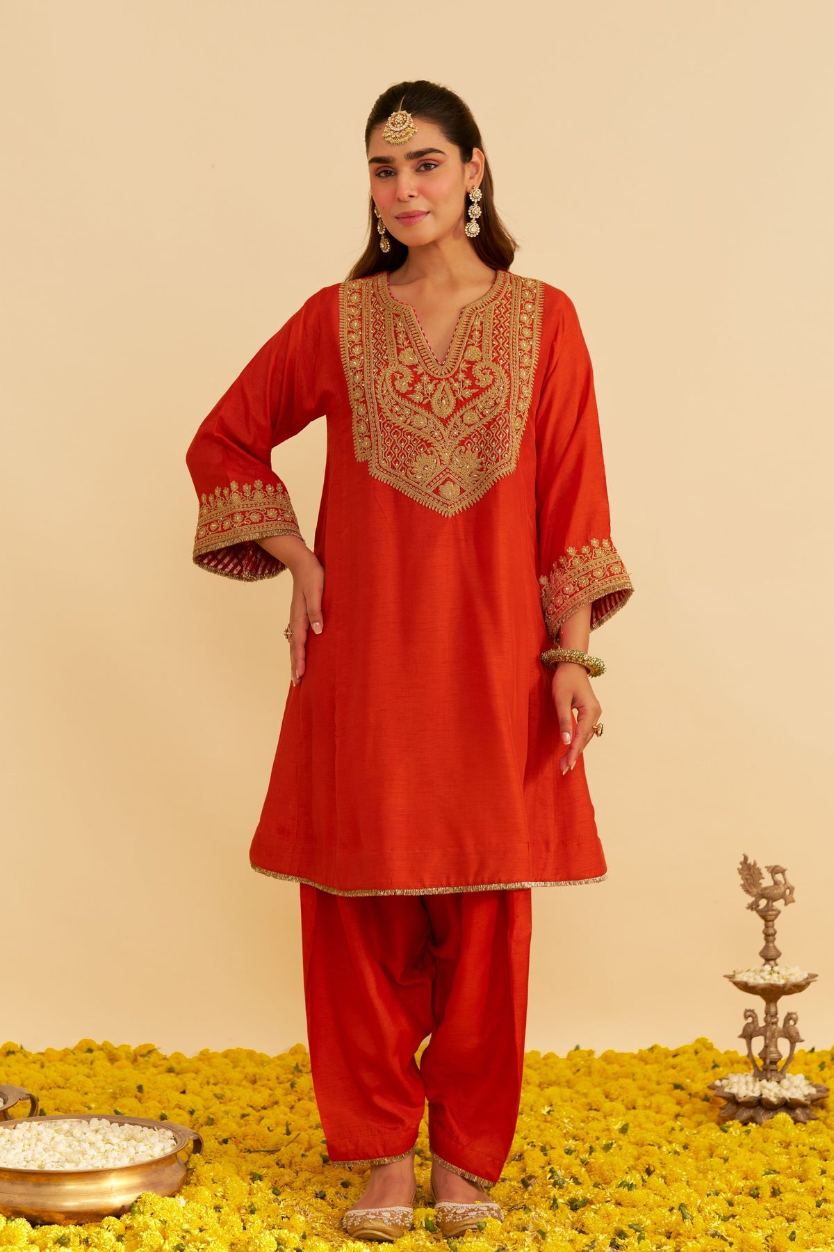 Mehza Orange Salwar Set