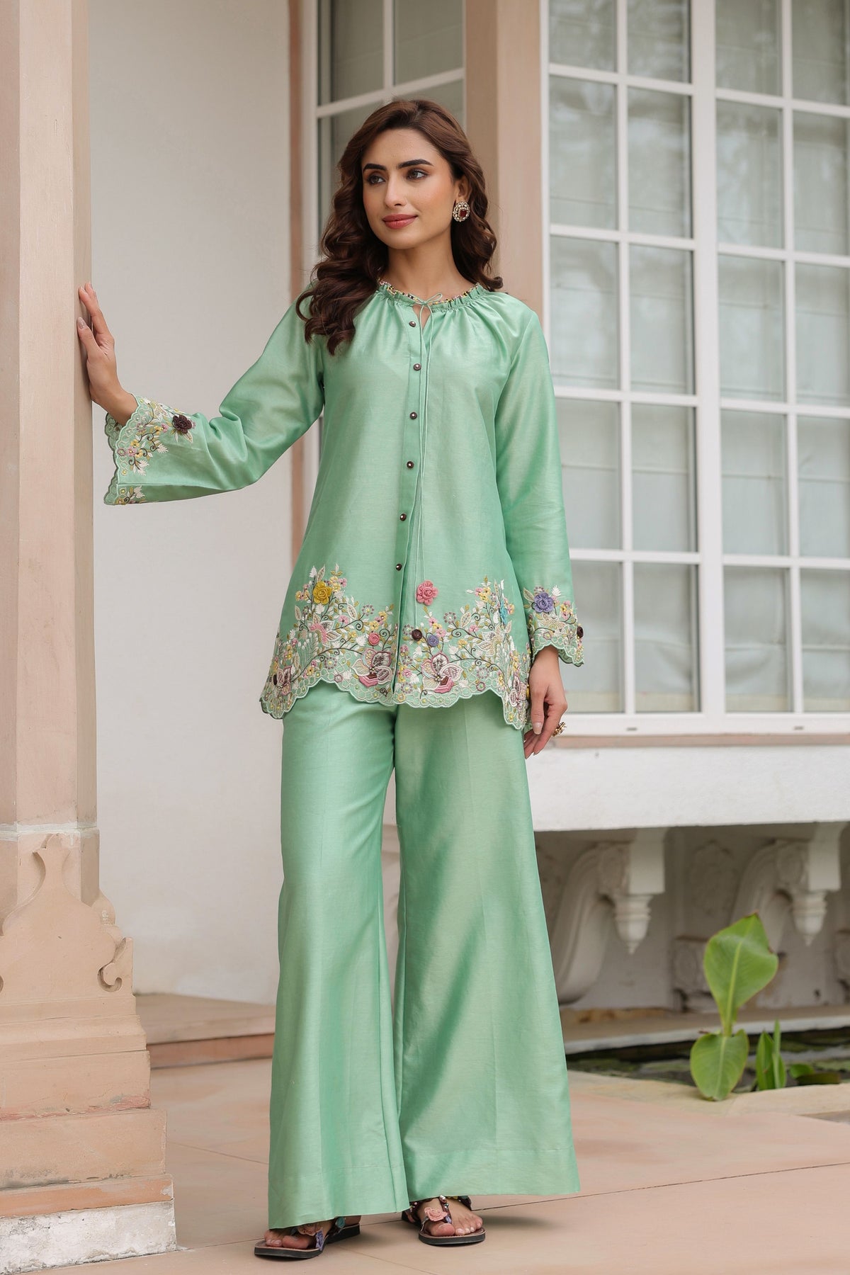 Gulzar Green Scallop Co-ord Set