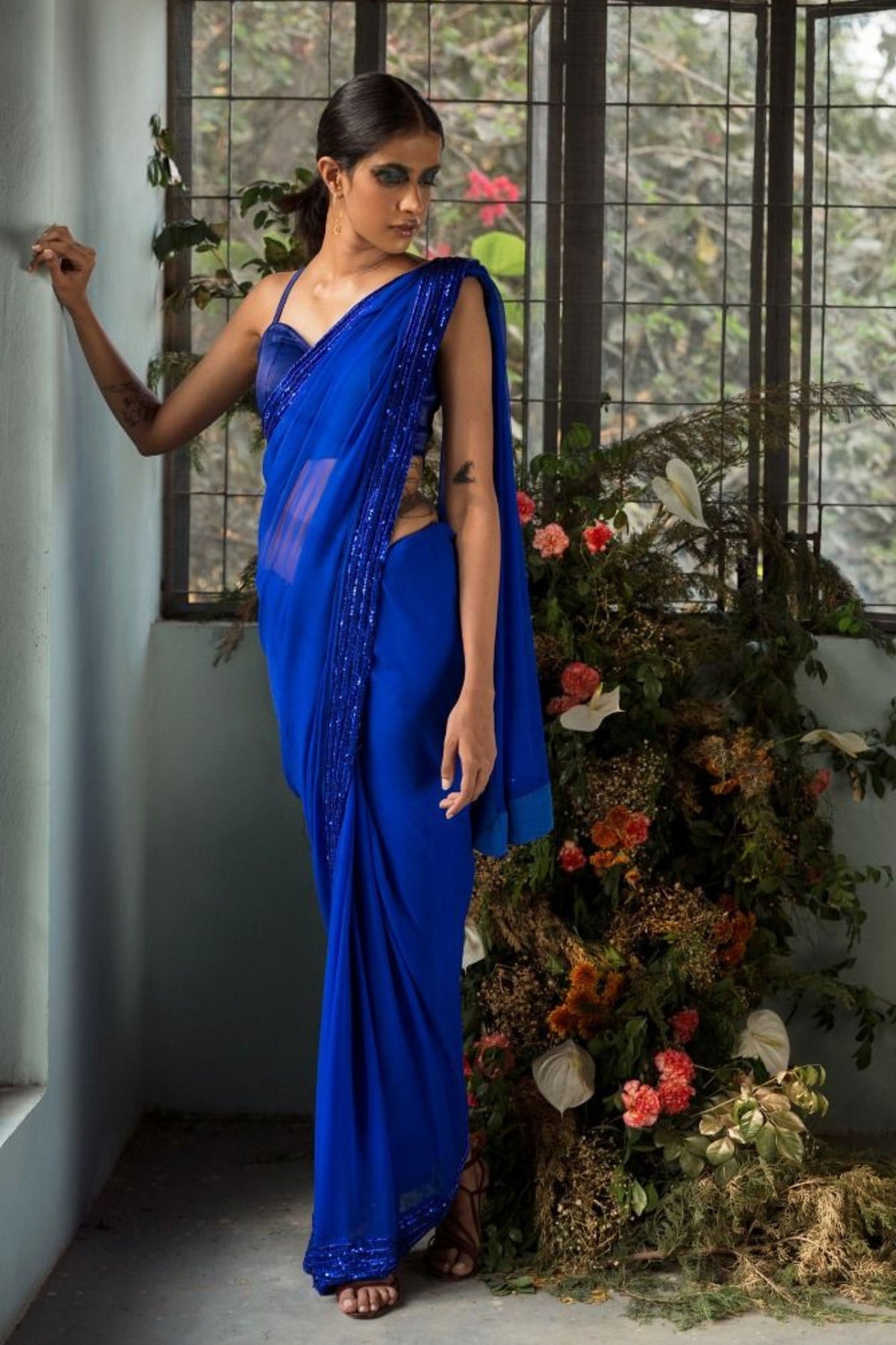 Cobalt Blue Anamika Saree Set