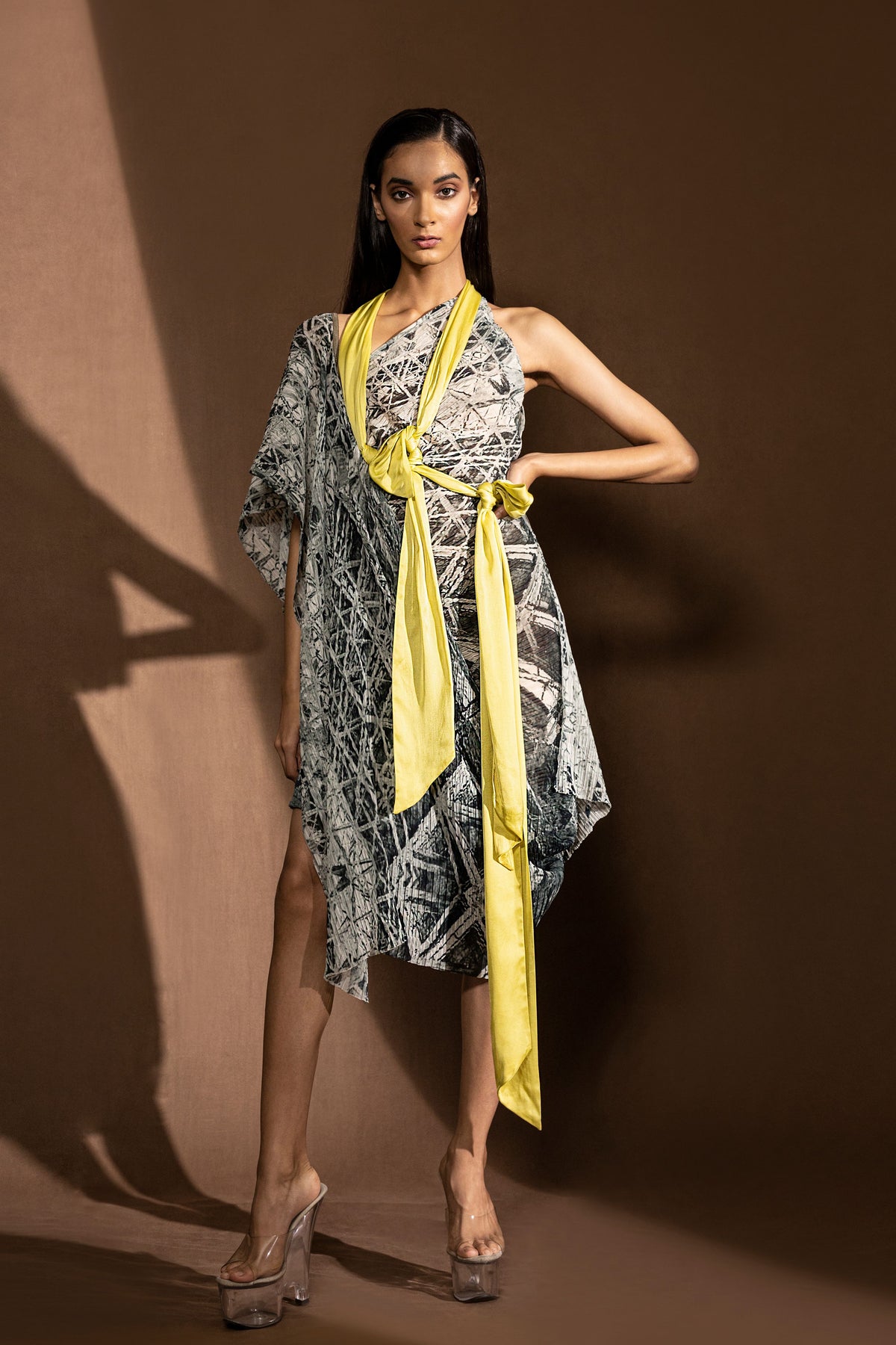 Asymmetrical Geometric Drape Dress
