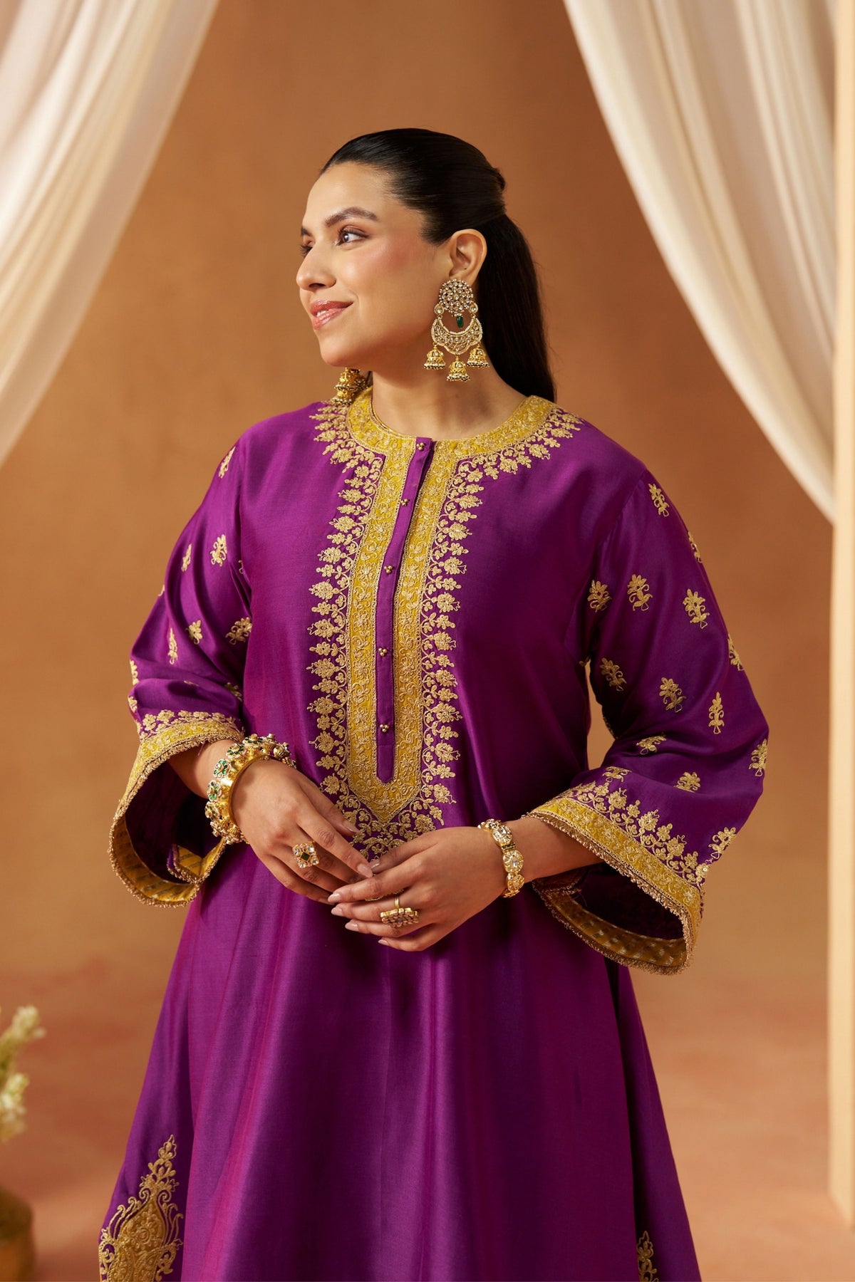 Zeenal Deep Purple A-Line Kurta Set