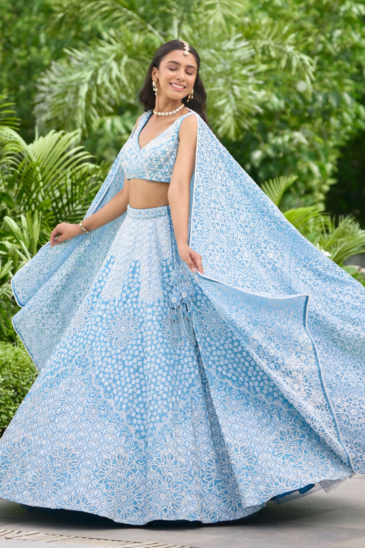 Blue Blossom Lehenga Set
