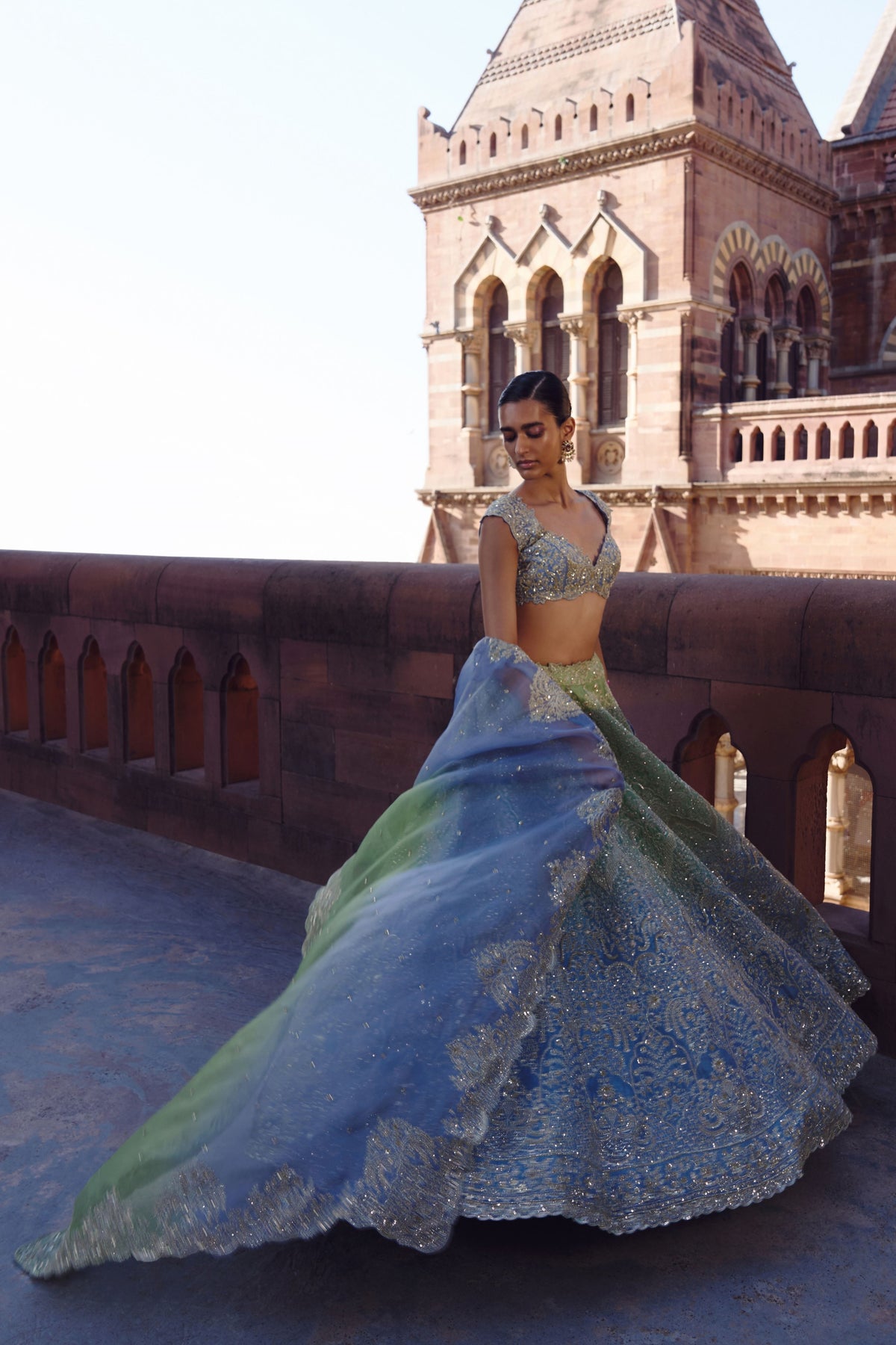 Ombre Crystal Lehenga Set