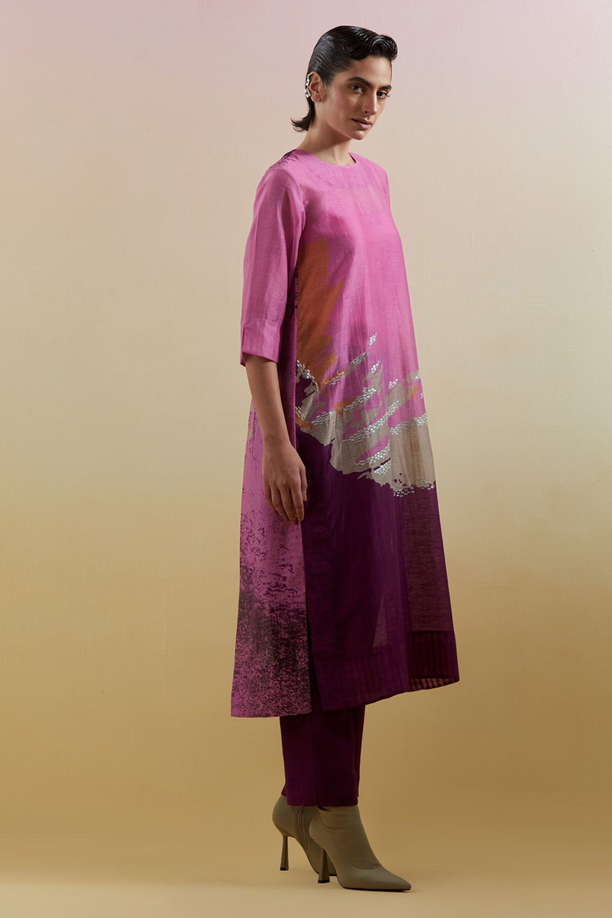 Gliss Pink & Purple Kurta Set