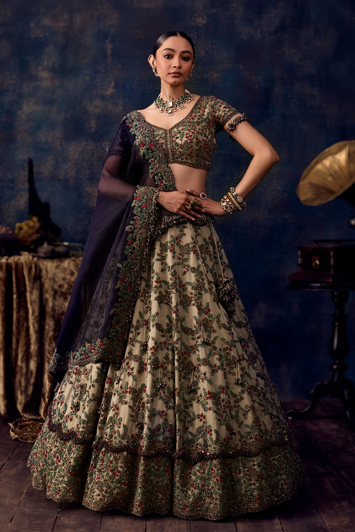 Dori Thread Tissue Lehenga