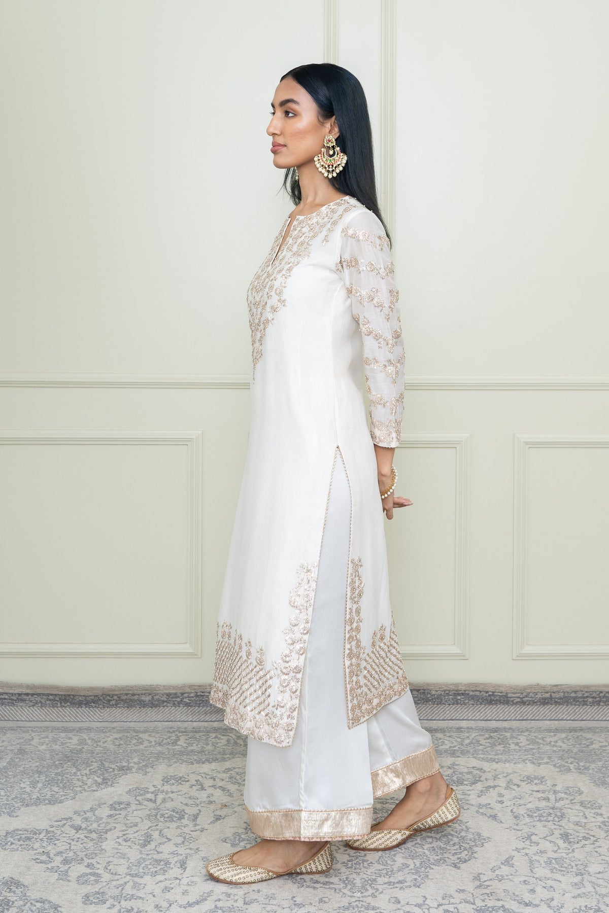 Daisy ivory long kurta set