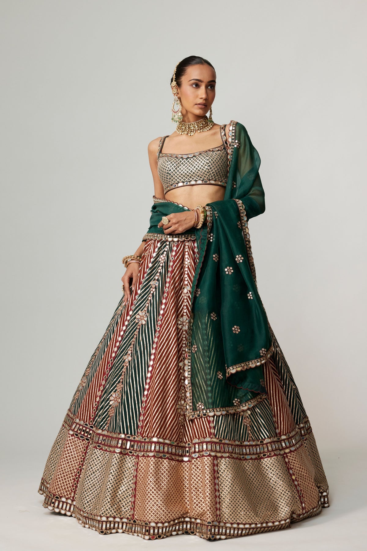 Cranberry Multicolor Lehenga Set