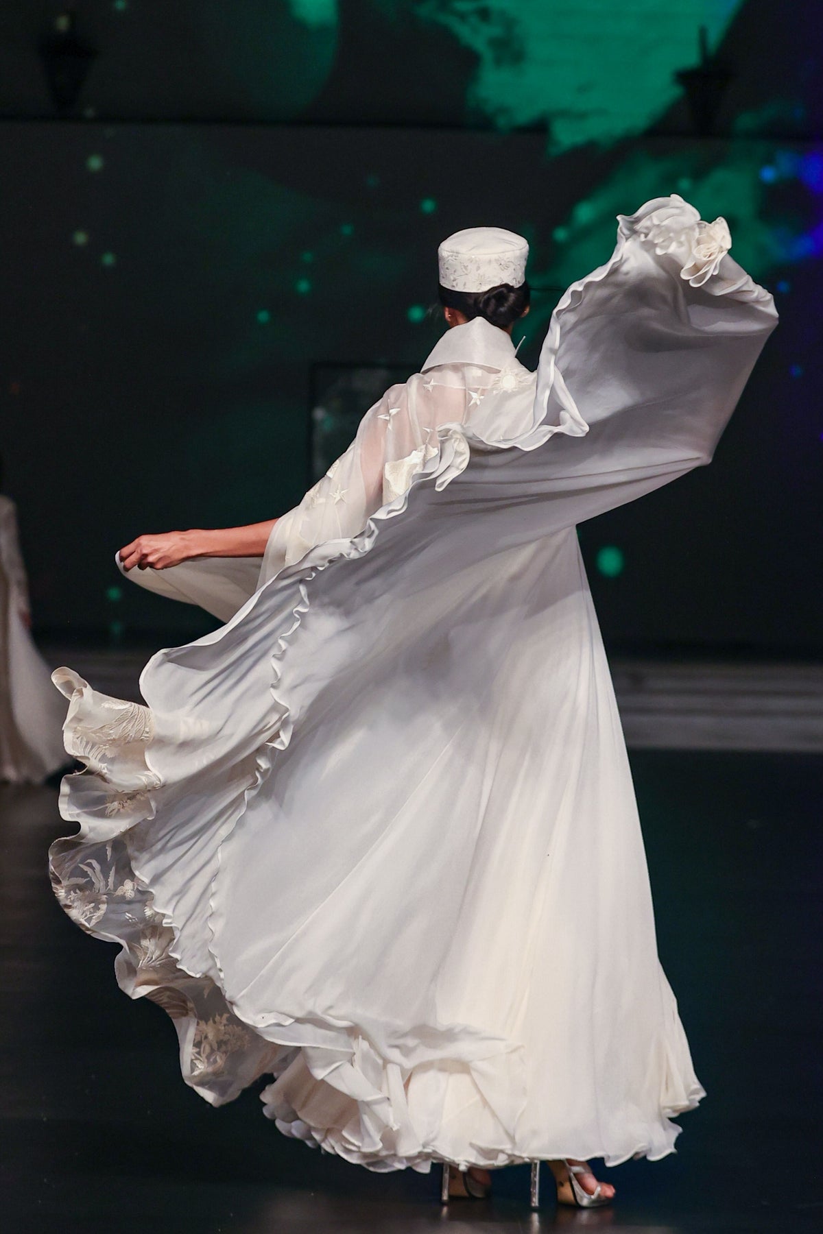 Ivory Chanderi Chiffon Anarkali Set