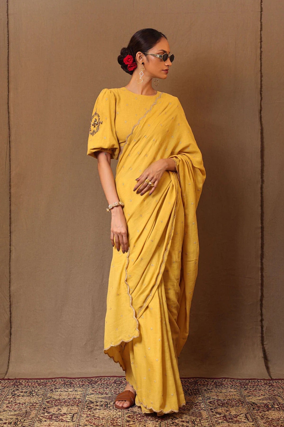 Mustard Saree Set