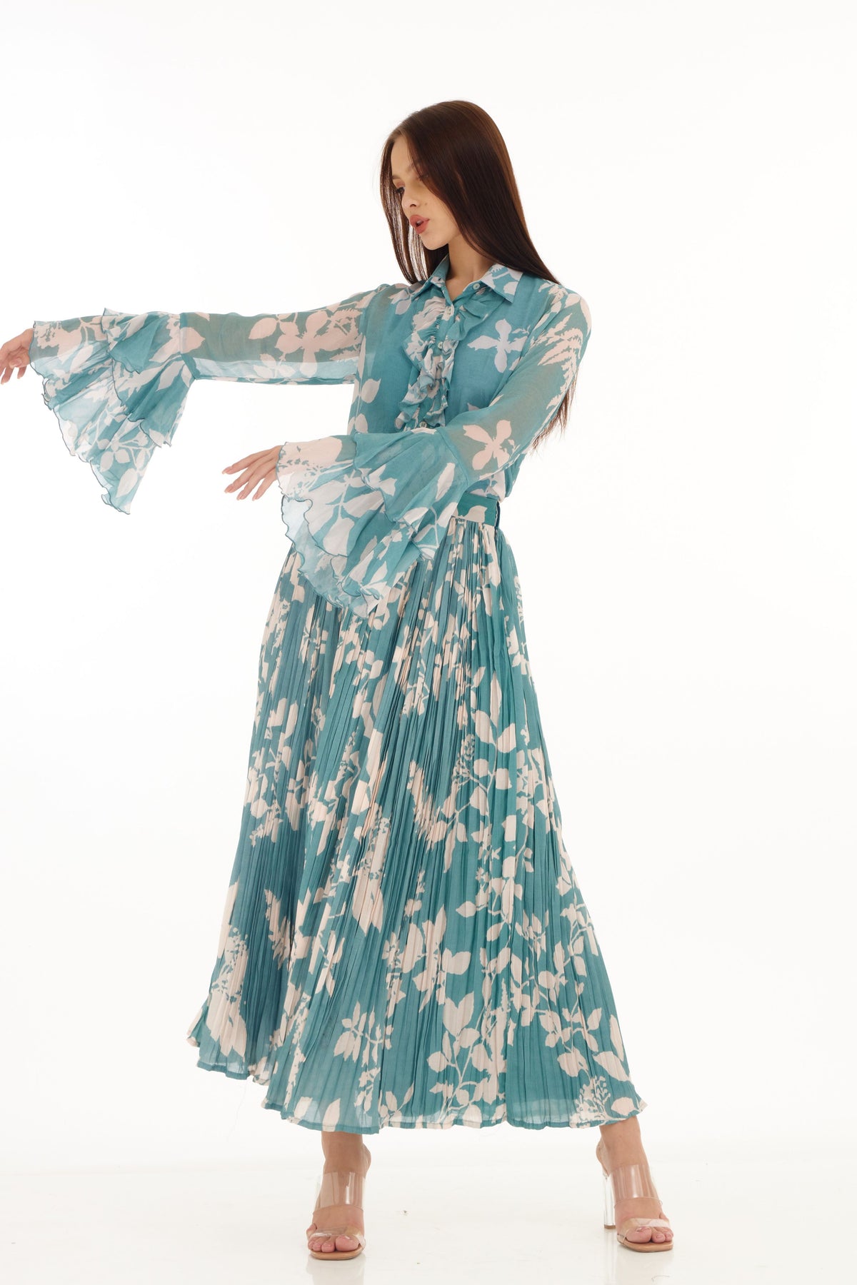 Blue and White Floral Dress
