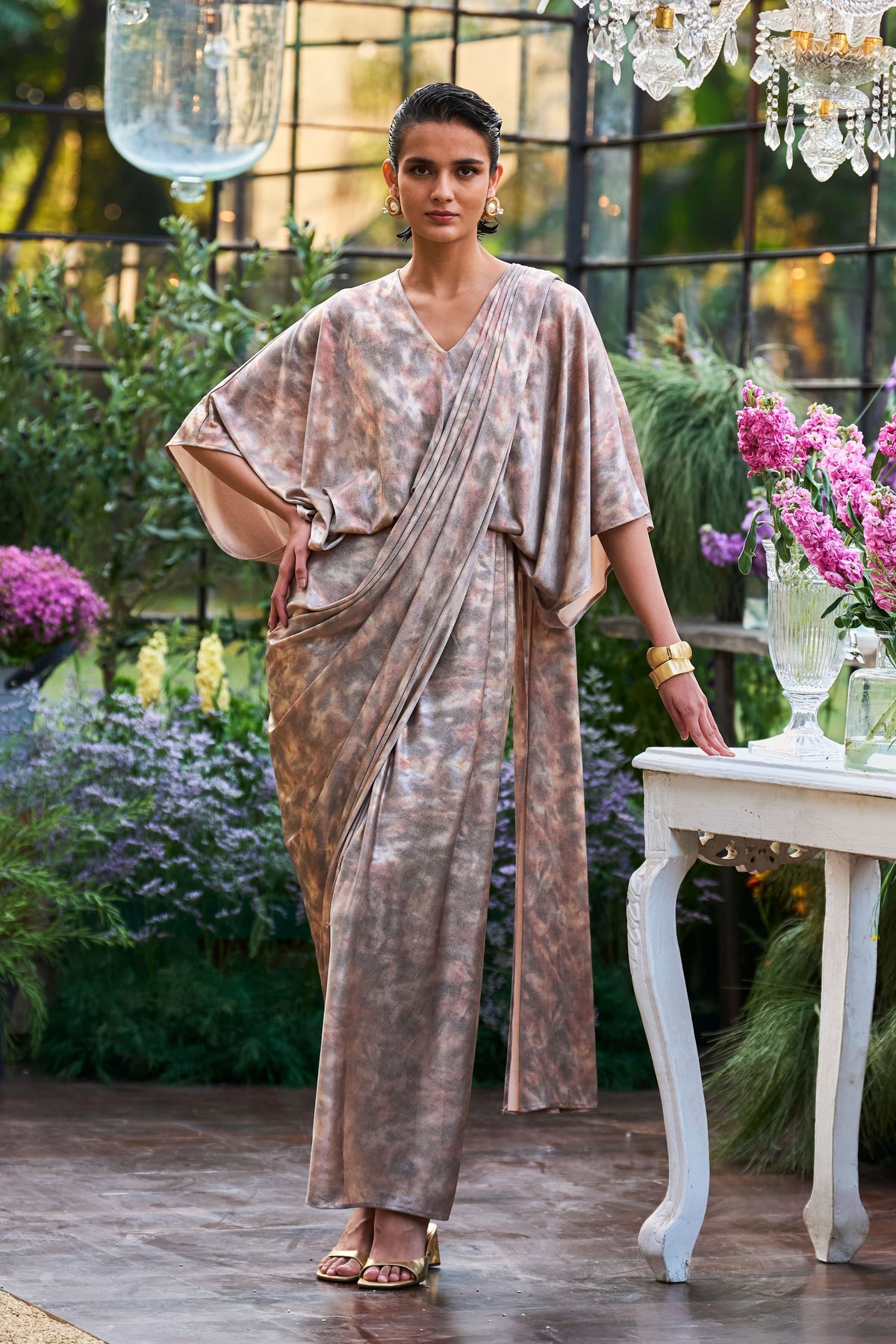 Sari Drape Kaftan Gown