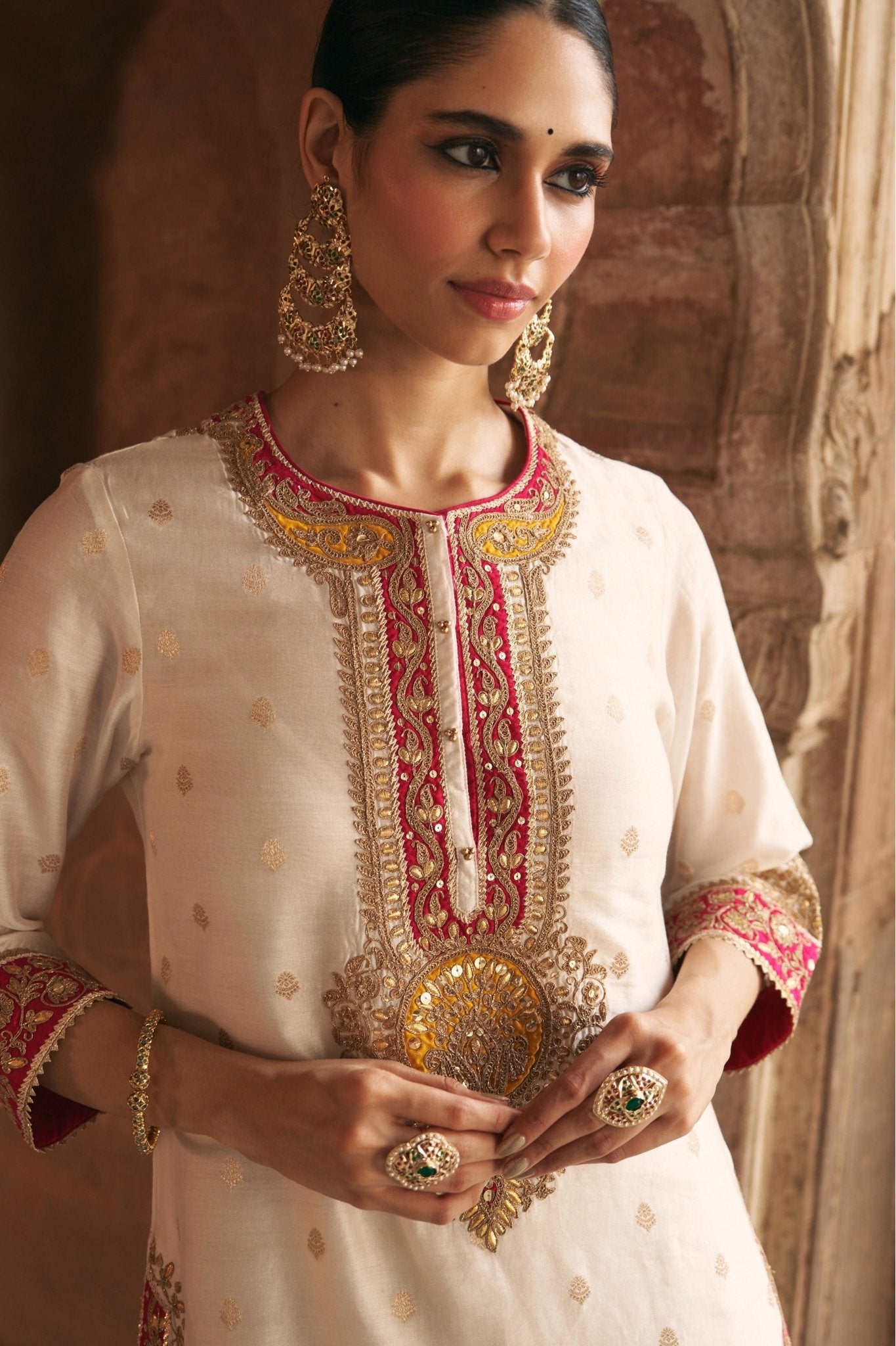 Anila Ivory Kurta With Salwar - Sheetal Batra - Elahe