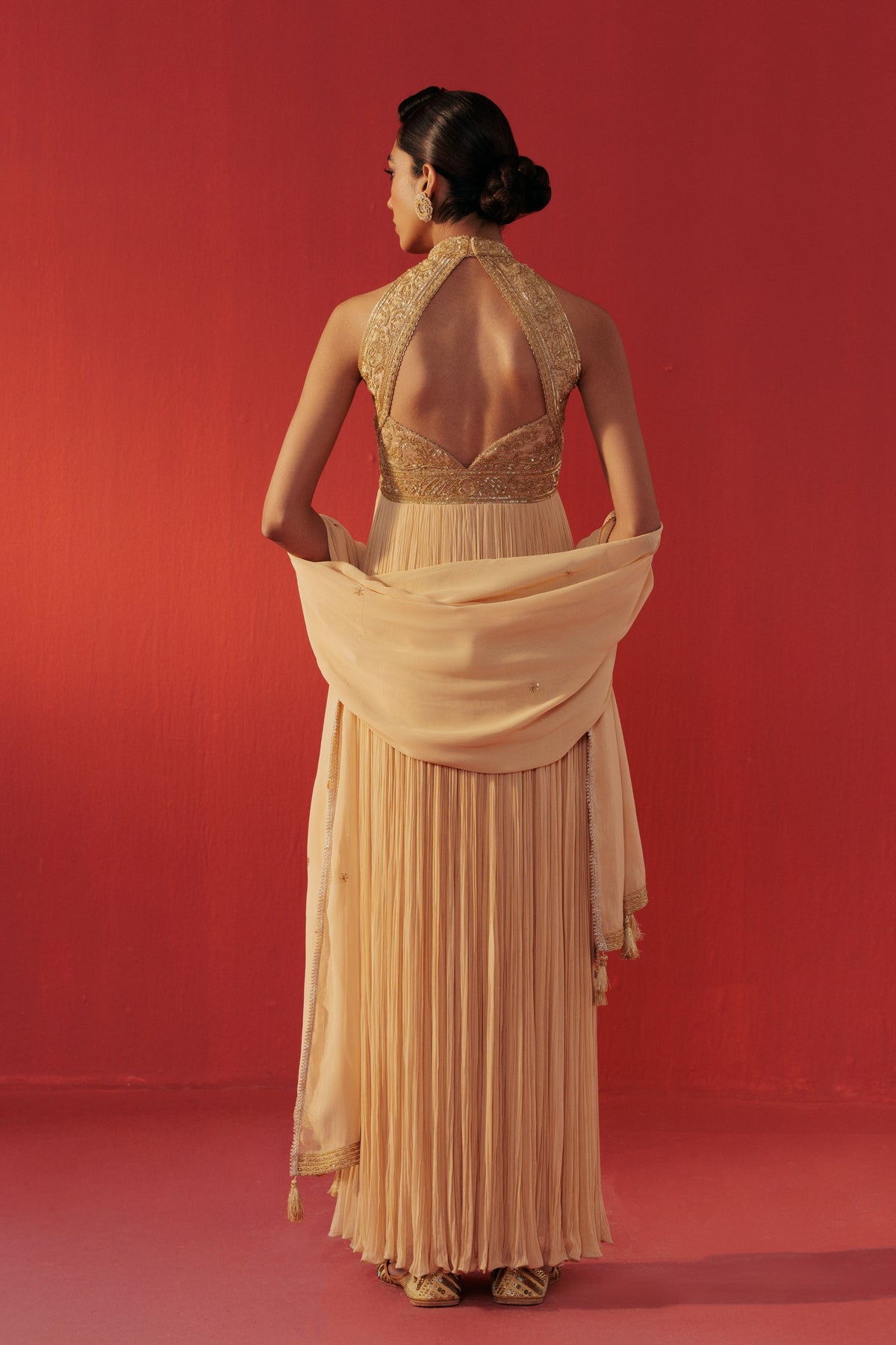 Beige Gold Dolly Anarkali