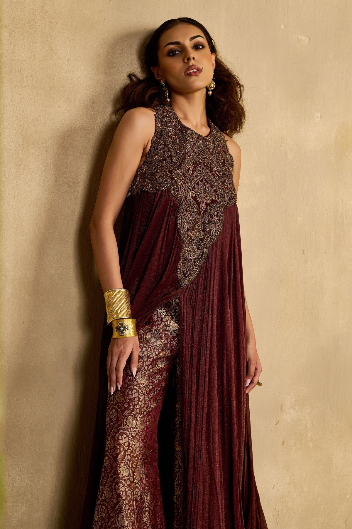 Begum Maroon Kurta Set