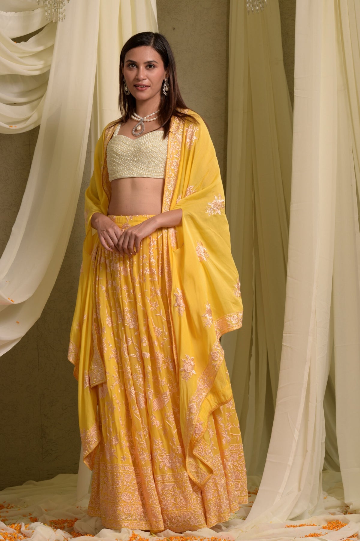 Yellow Glazed Lehenga Set