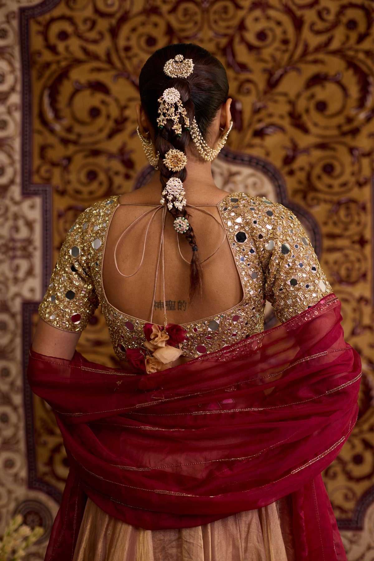 Gold Tissue Lehenga Set