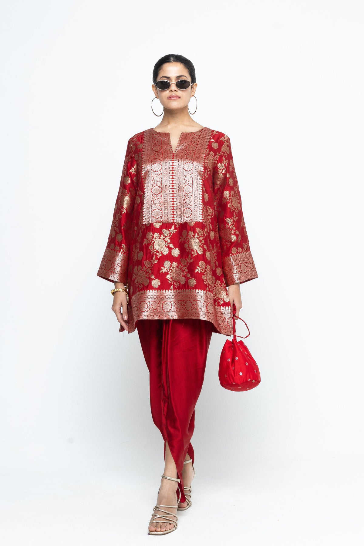 Gul Floral Red Tunic Set