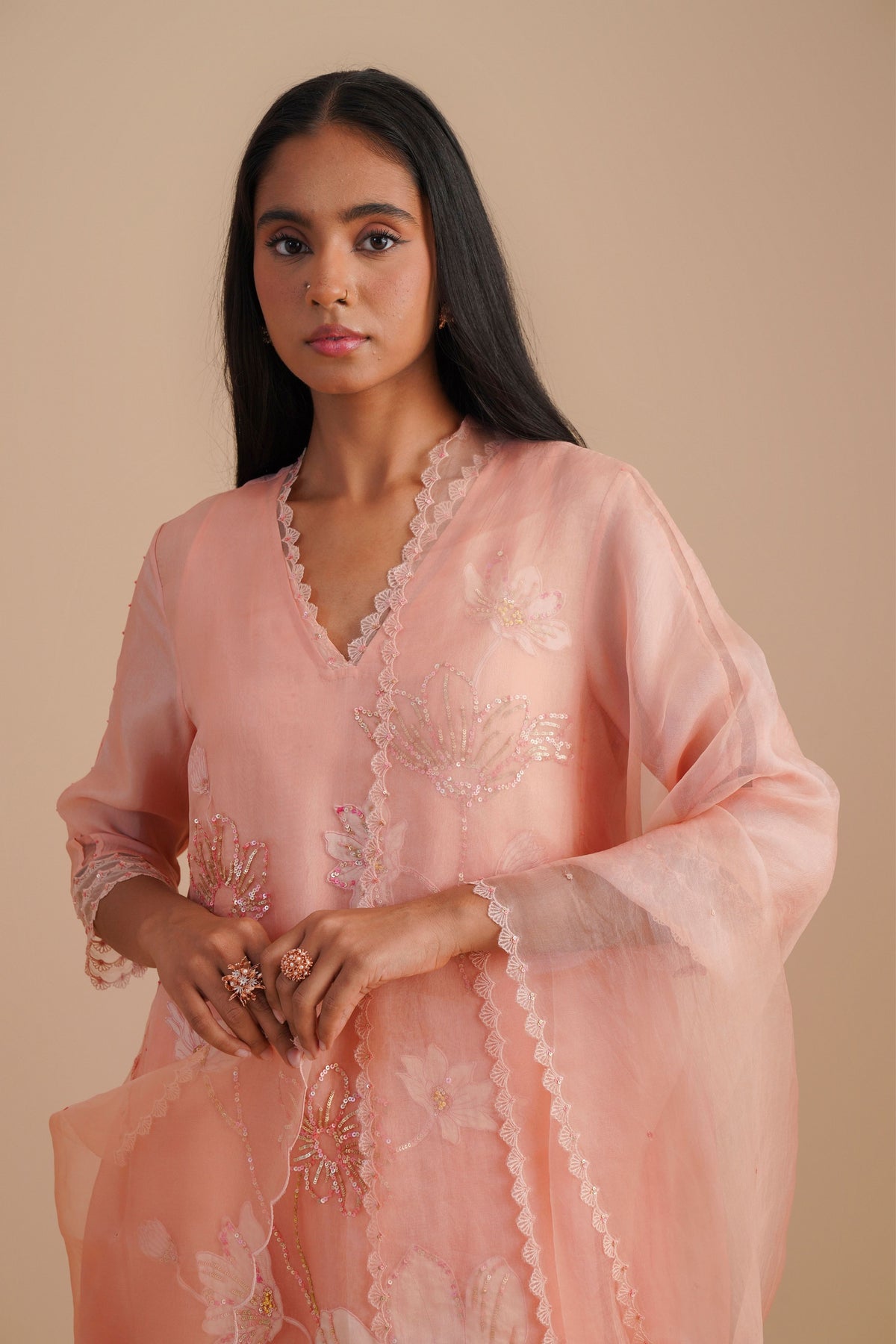 Blush Silk Organza Dupatta