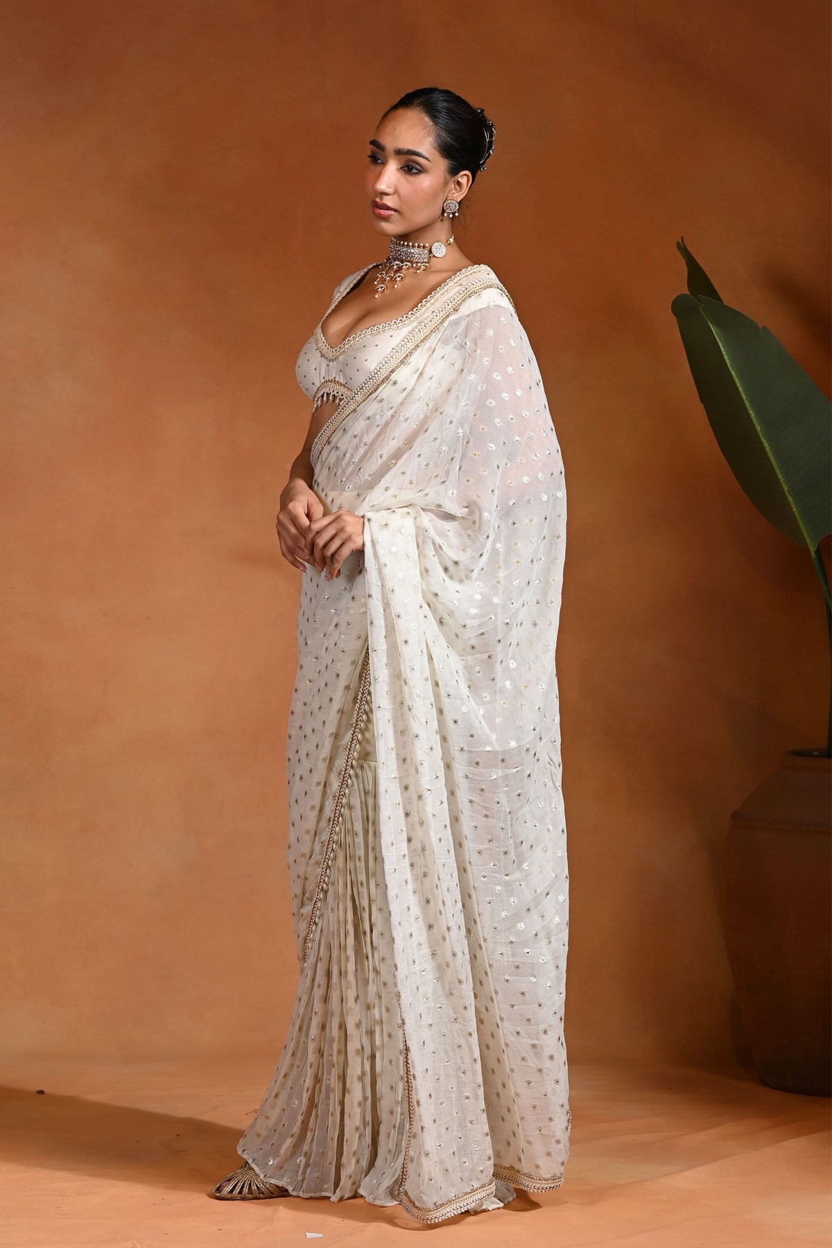 Rooh Pant Ivory Gold Saree