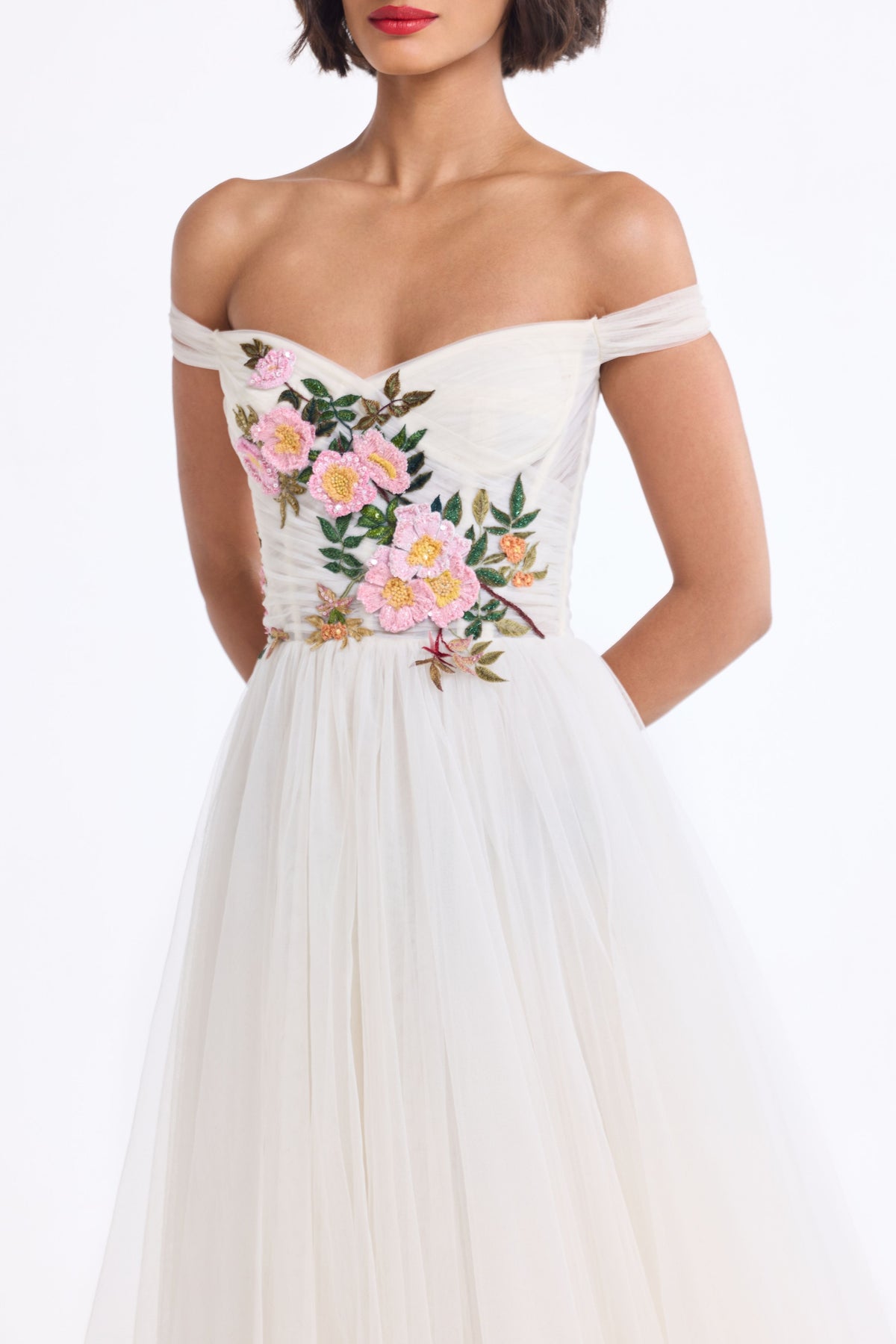 Off Shoulder Draped Midi