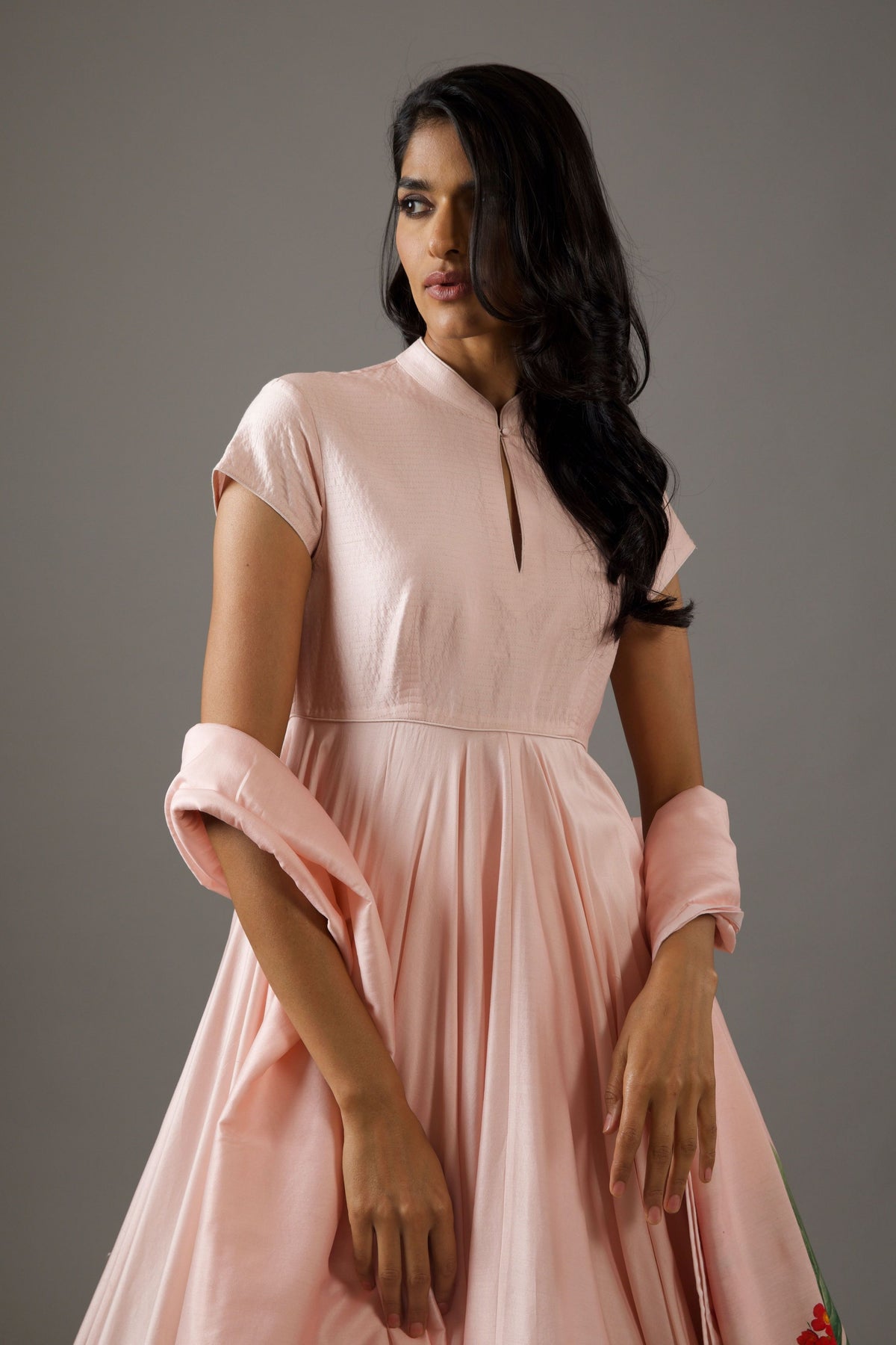 Pink Chanderi Anarkali Set