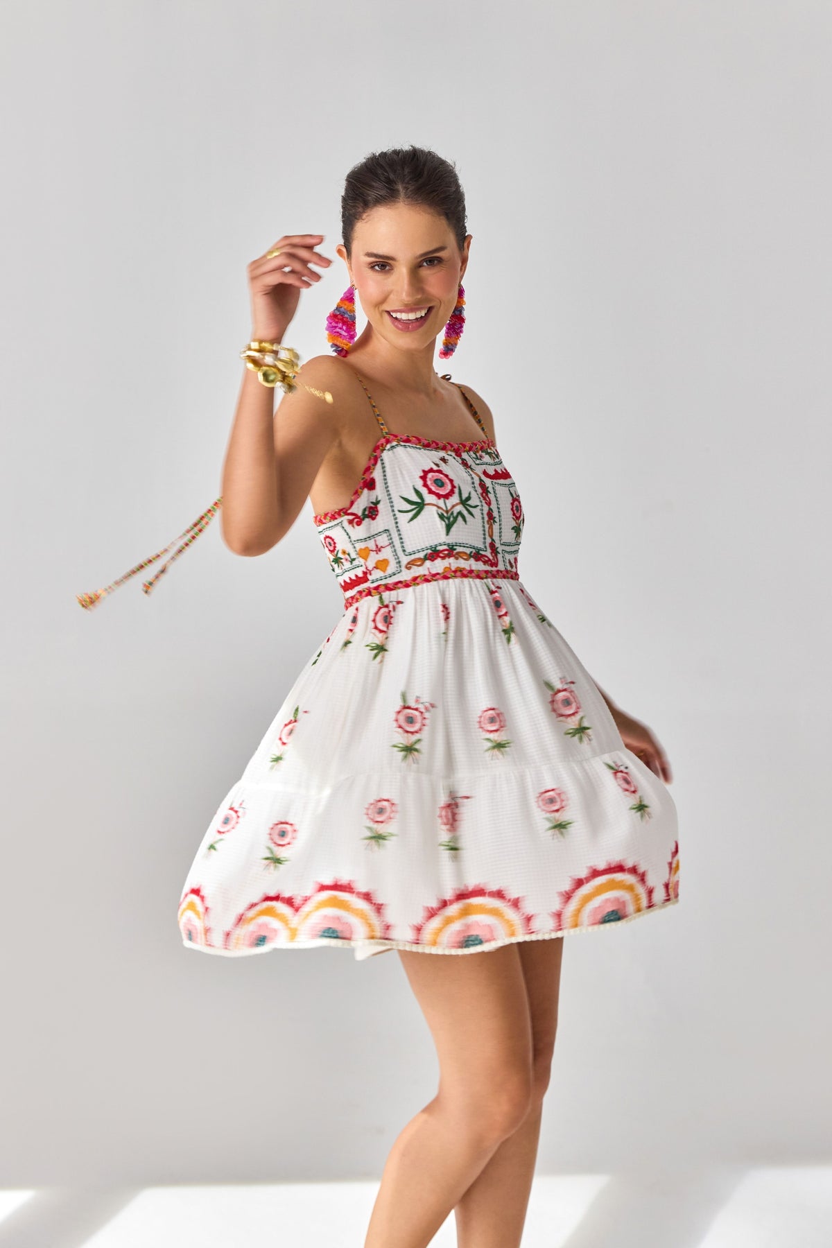 Tashi Embroidered Mini Dress