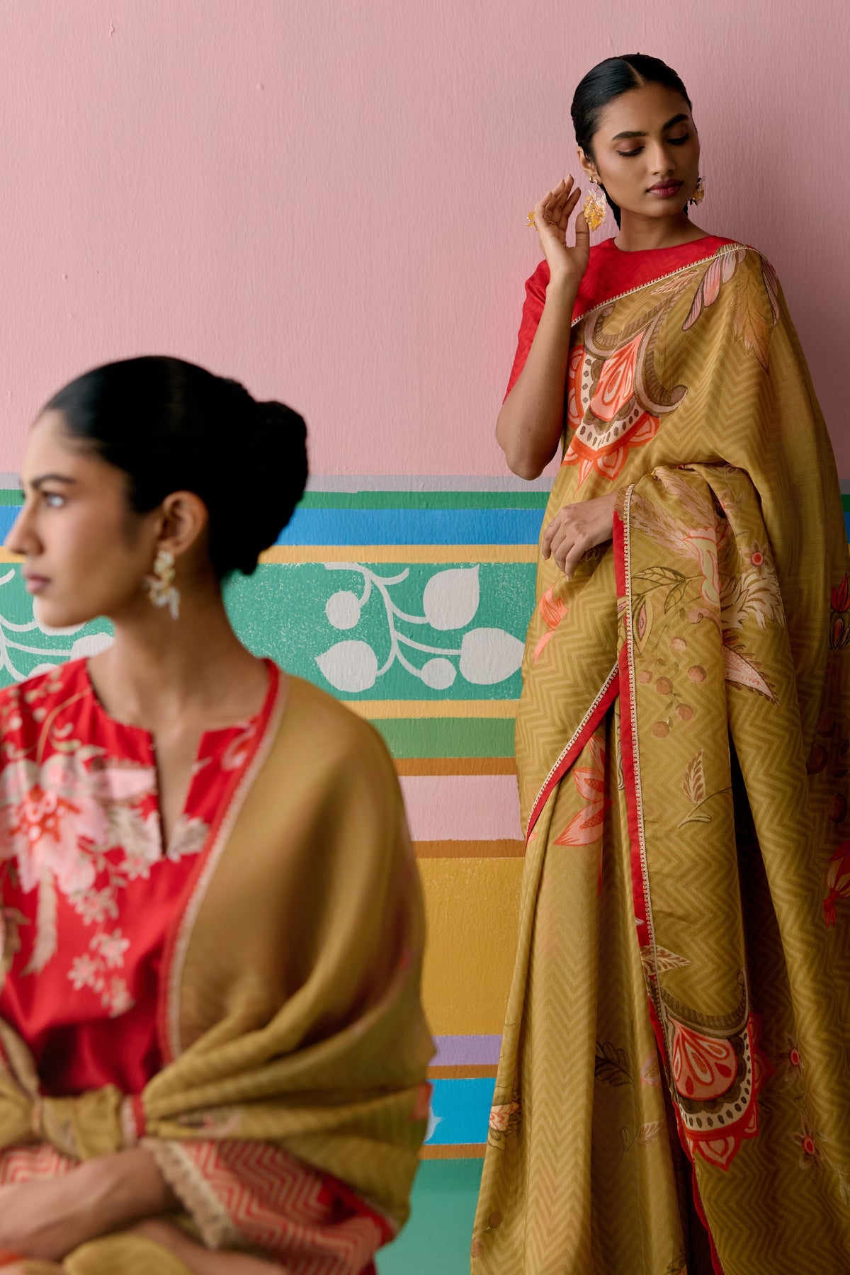 Red Chintz Sharara Set