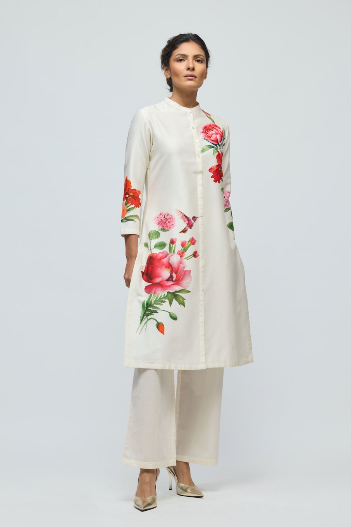 Floral Chanderi Tunic Set