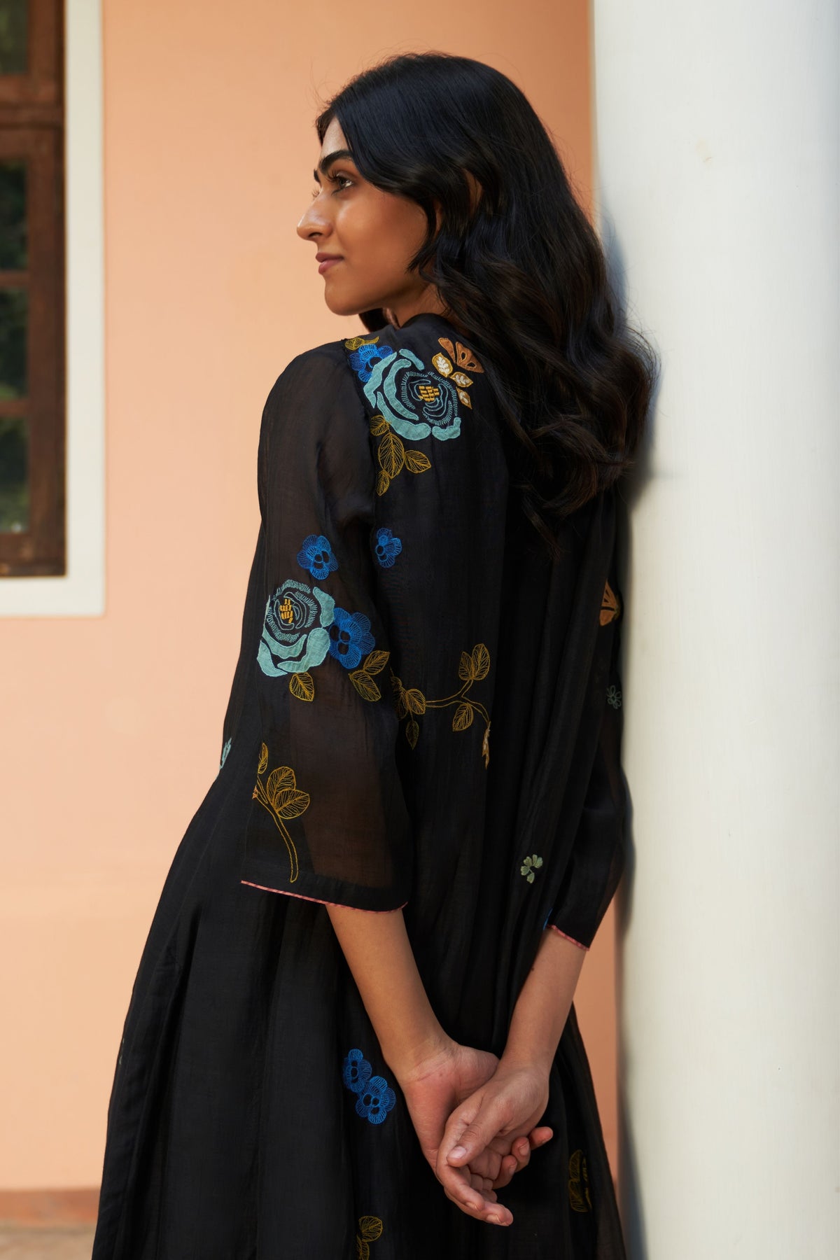 Coal Floral Embroidered Kurta Set