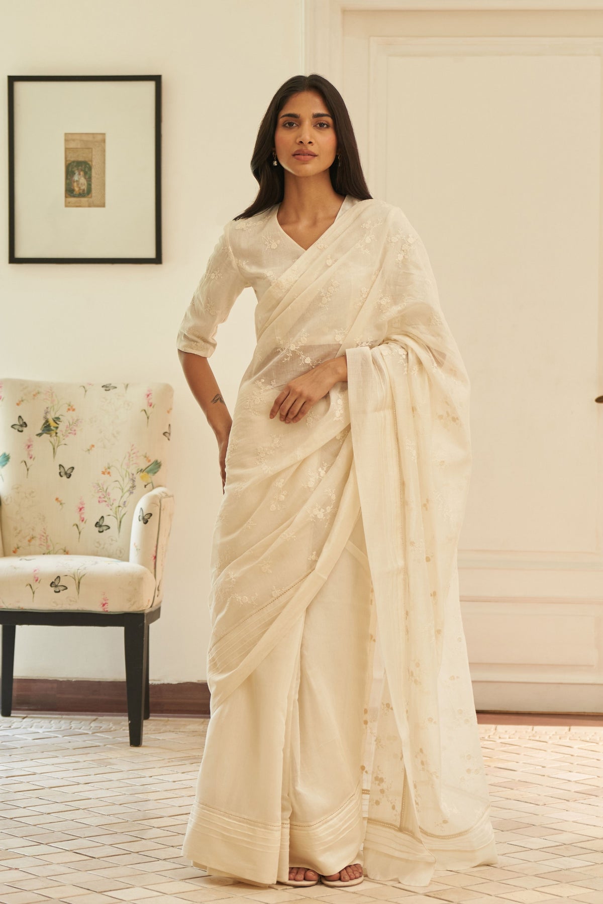 Swan Embroidered Saree