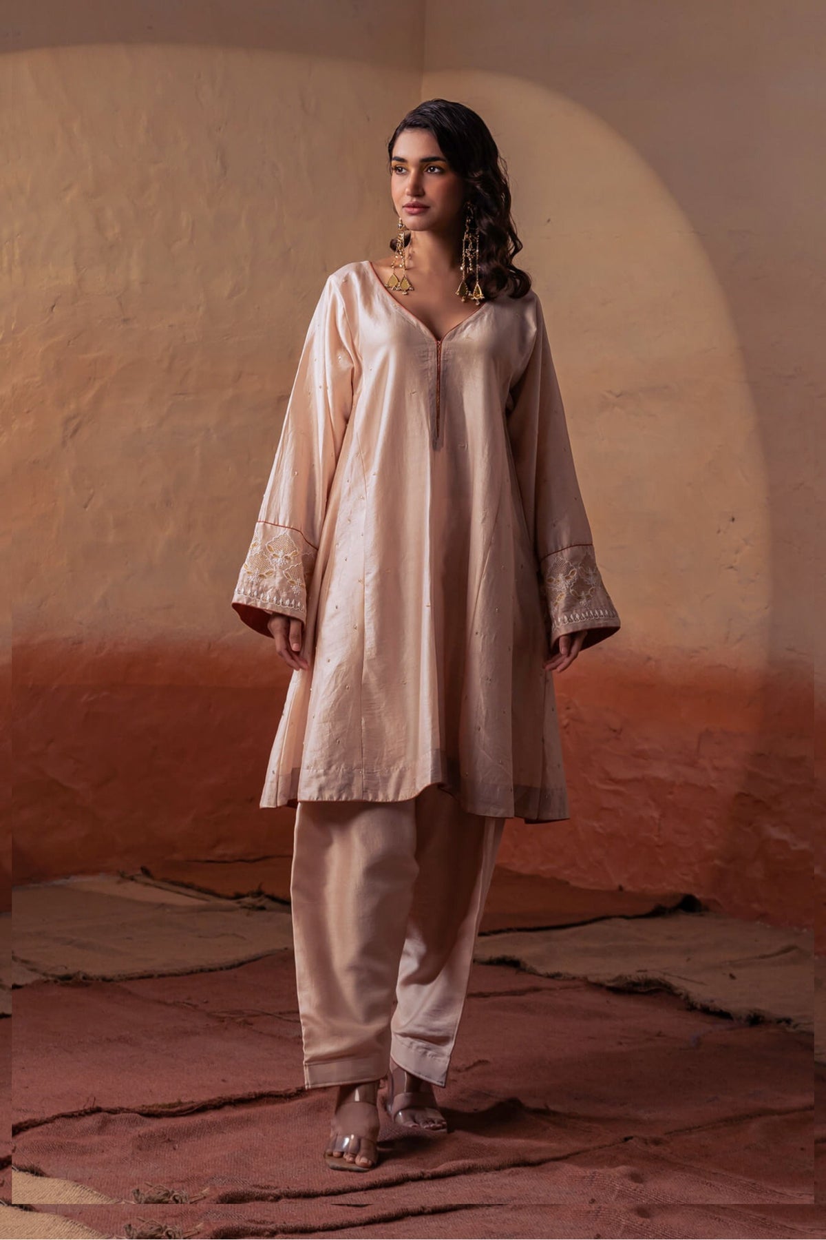 Dusky Pink Tunic With Farshi Salwar