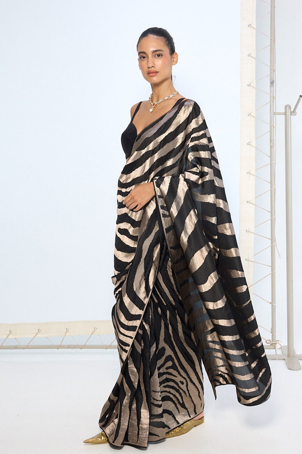 Handwoven Black and Silver Saree