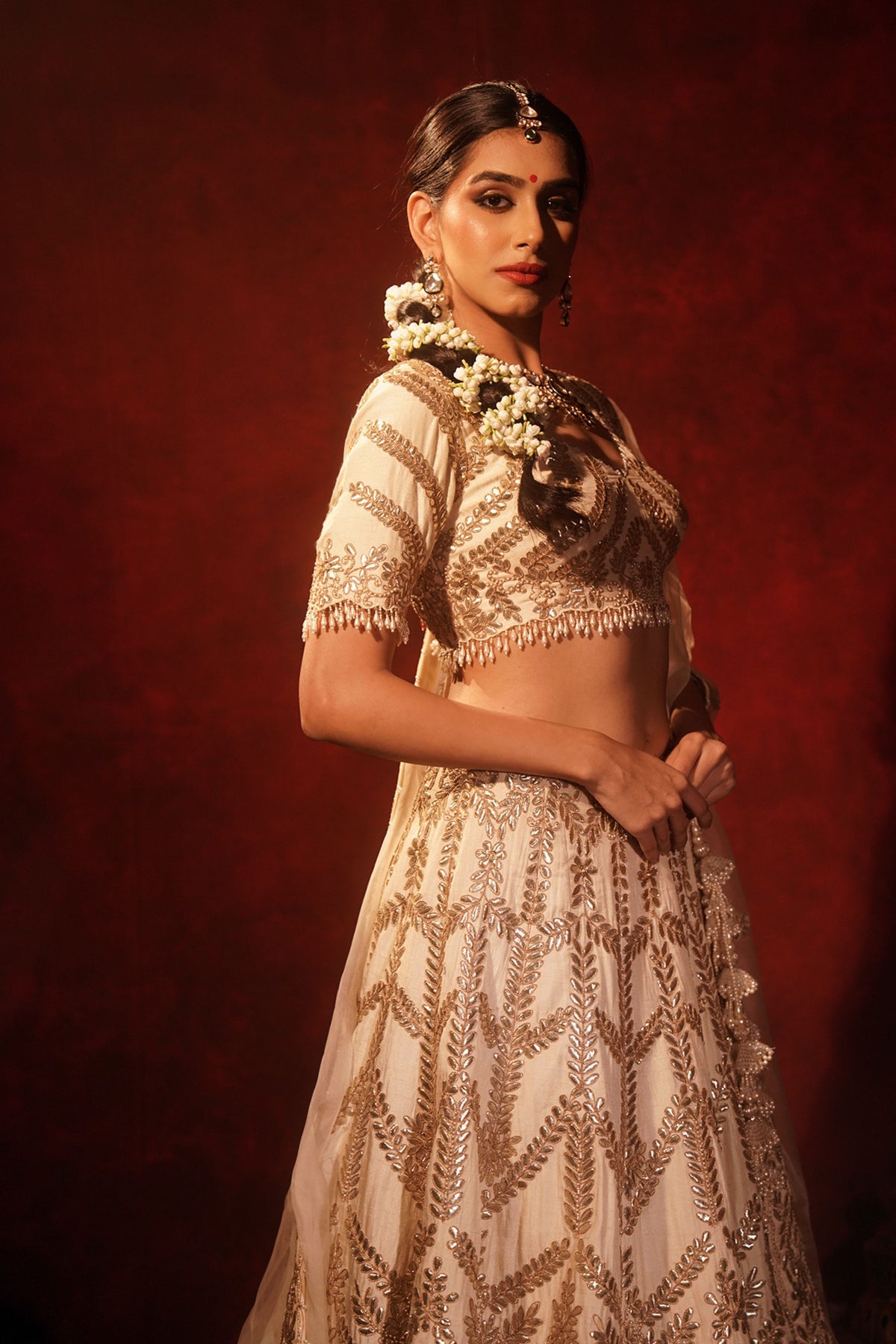 Ivory Gota Patti Lehenga Set