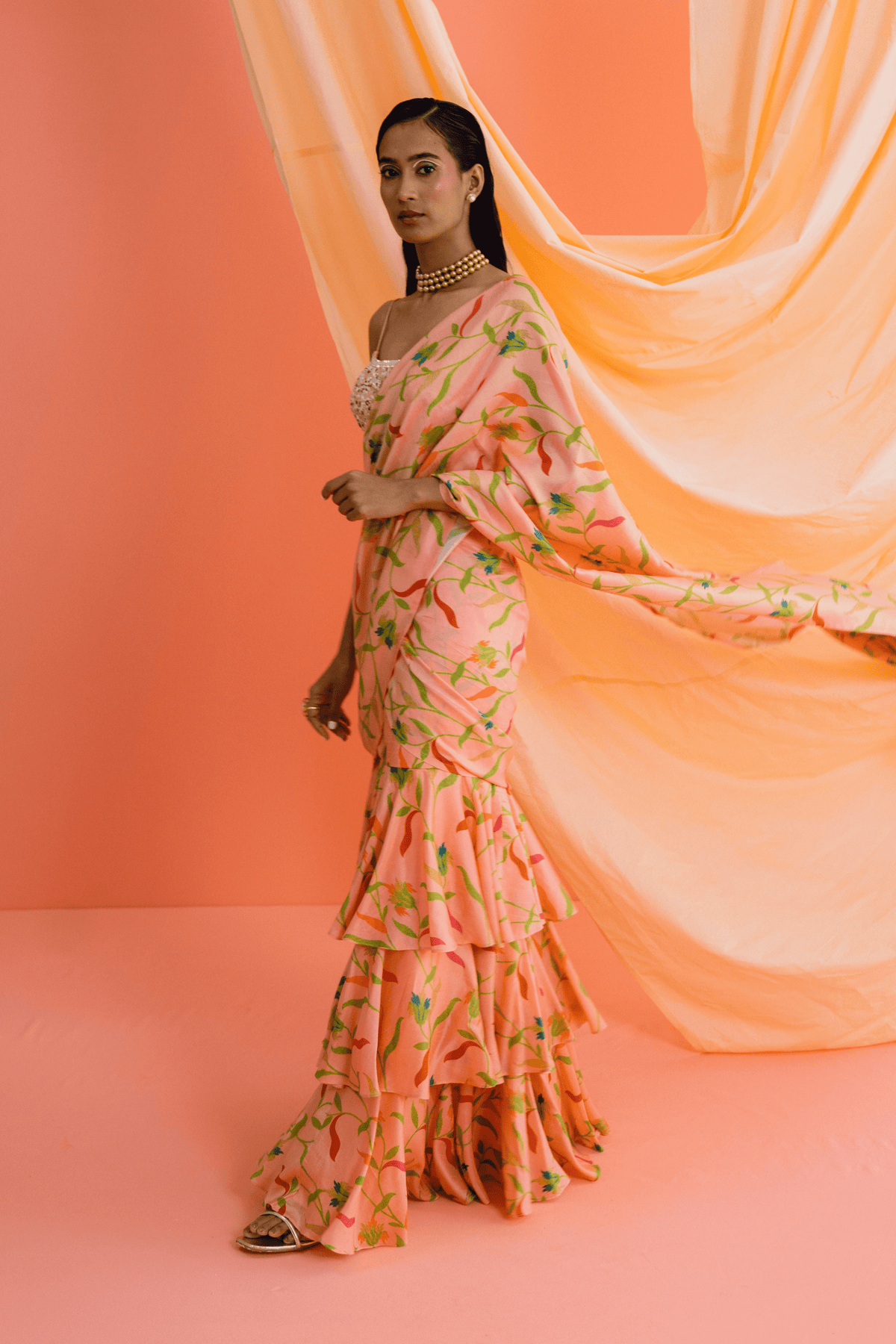 Ruffle Pre Stitched Saree