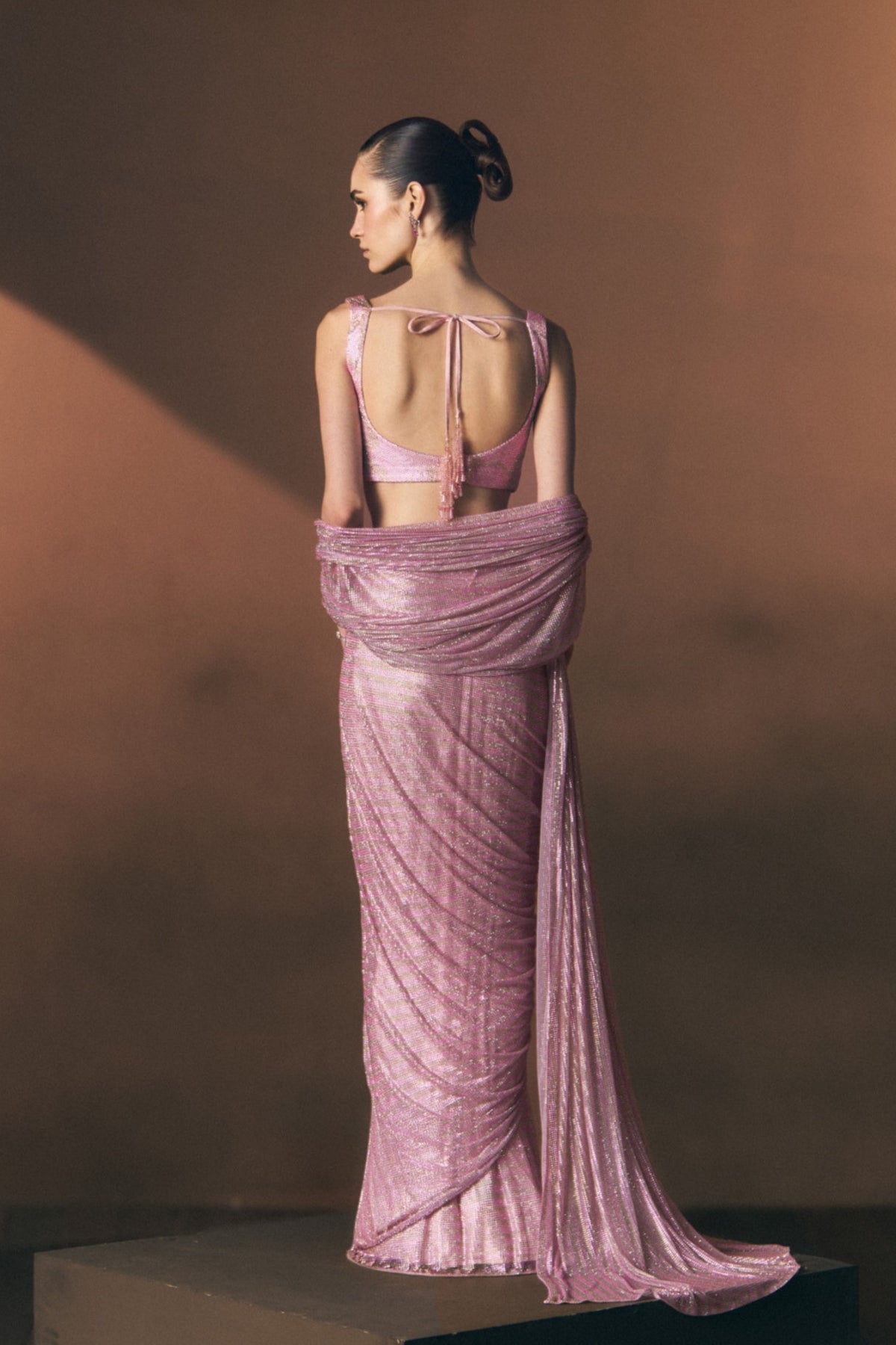 Rosé Drape Saree Set