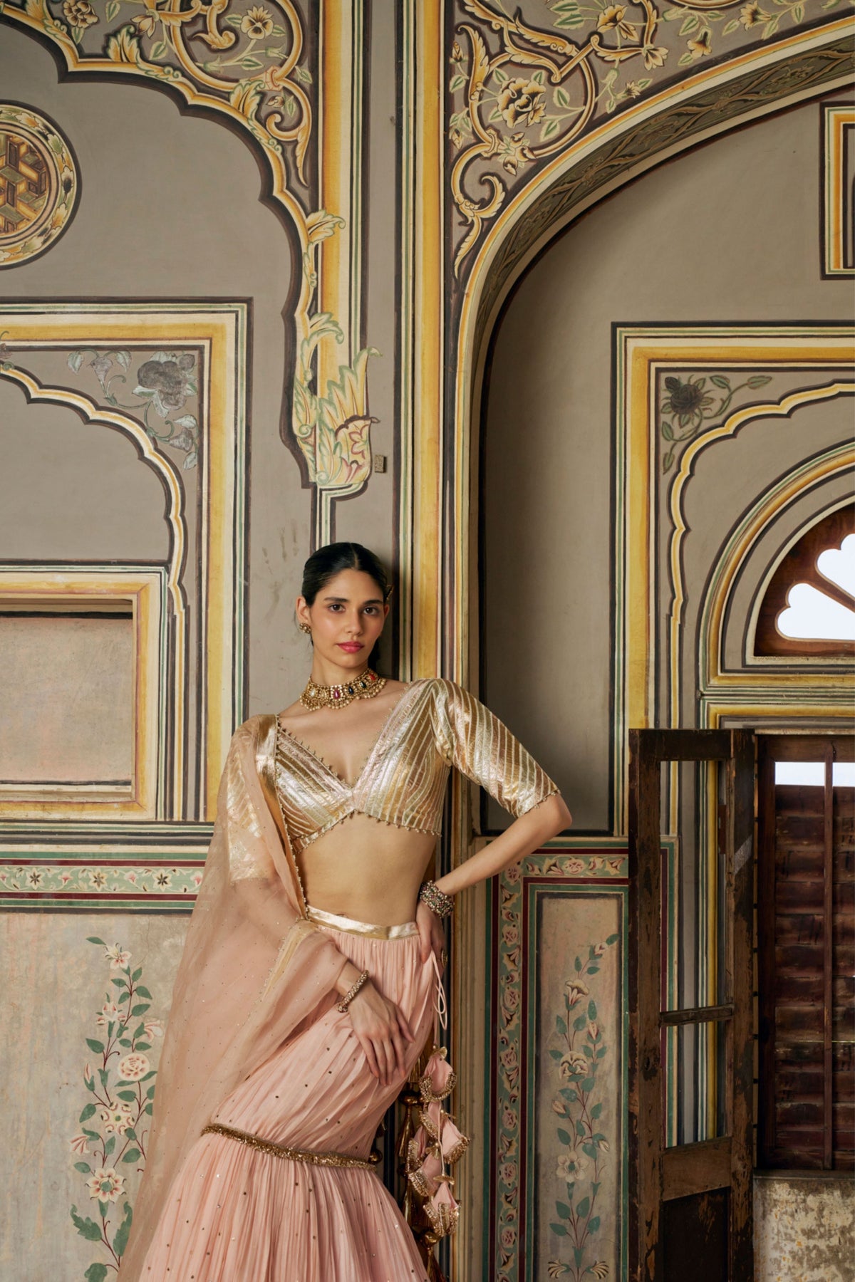 Vintage Blush Fish-Cut Lehenga Set