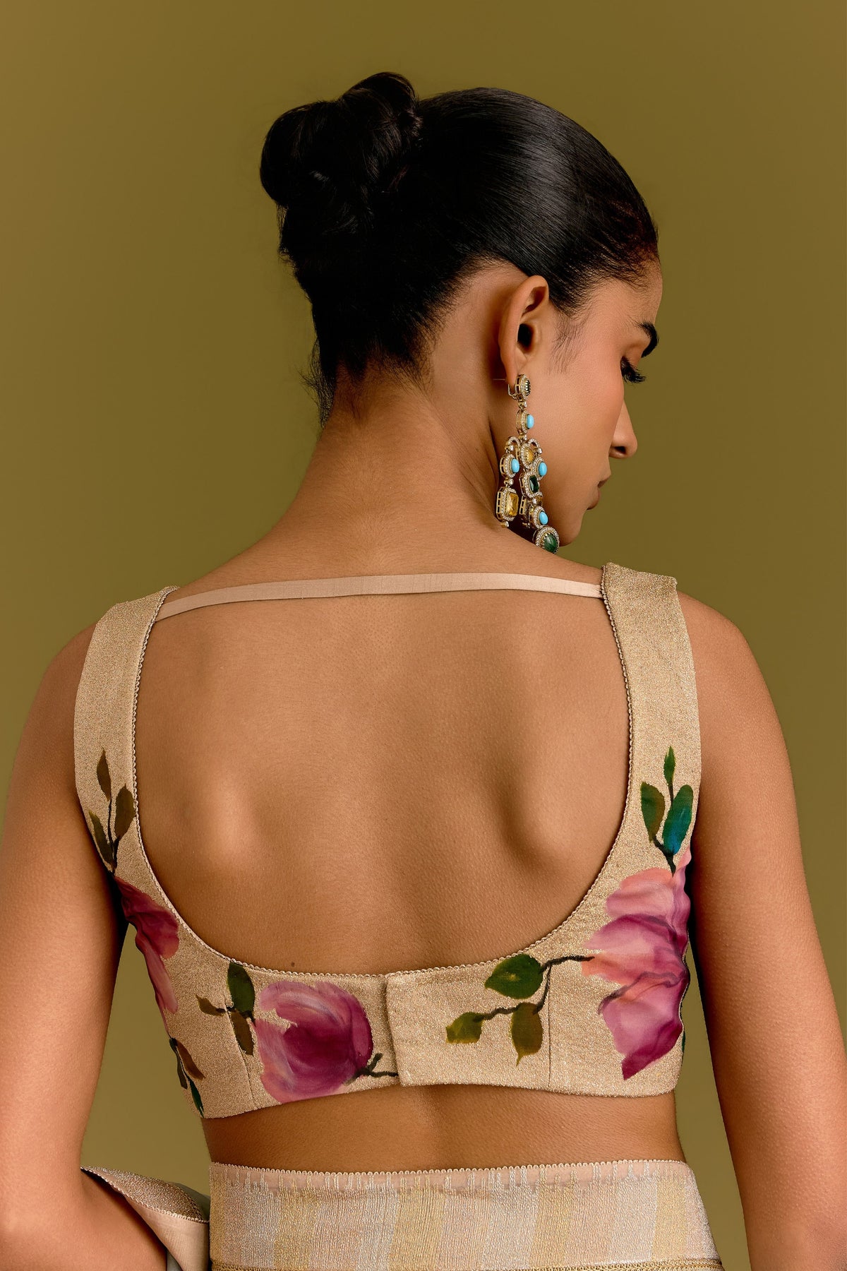 Blue Hand Painted Saree Set