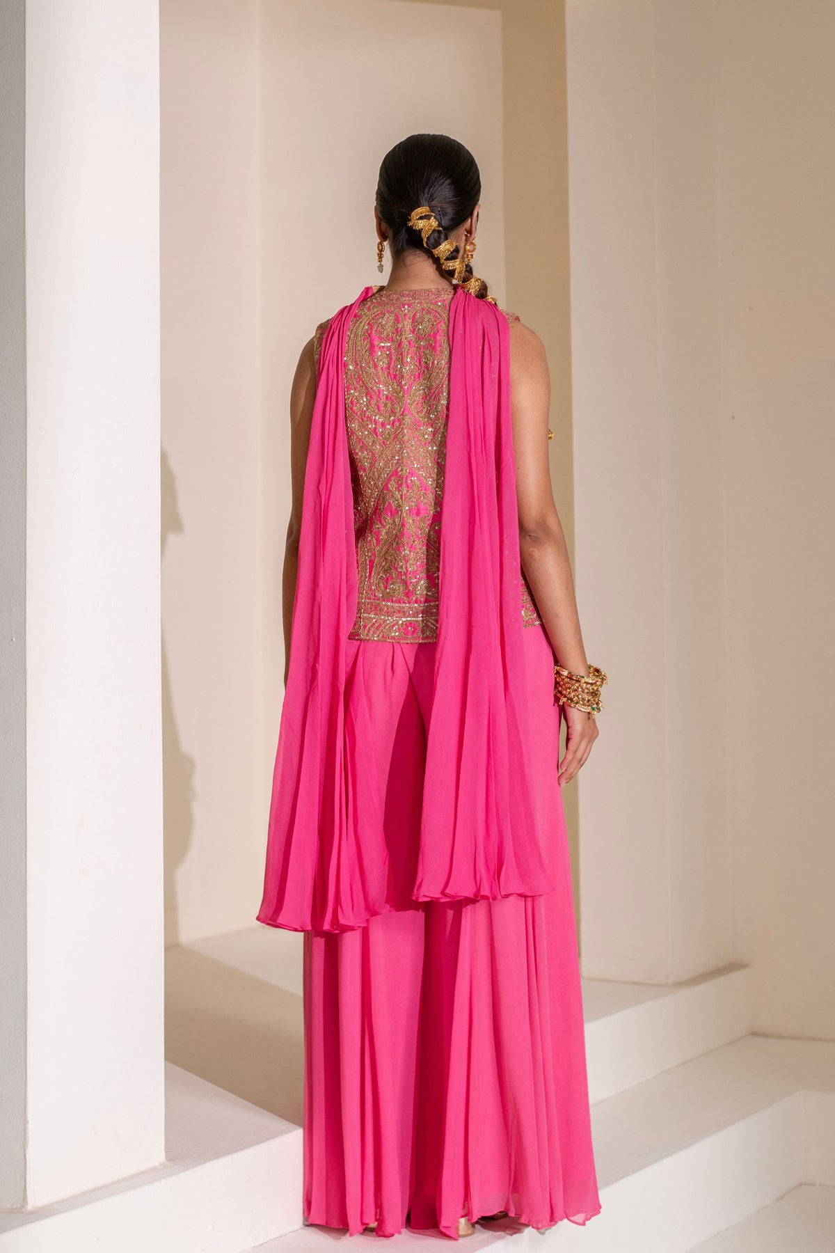 Pink Embellished Jacket Set