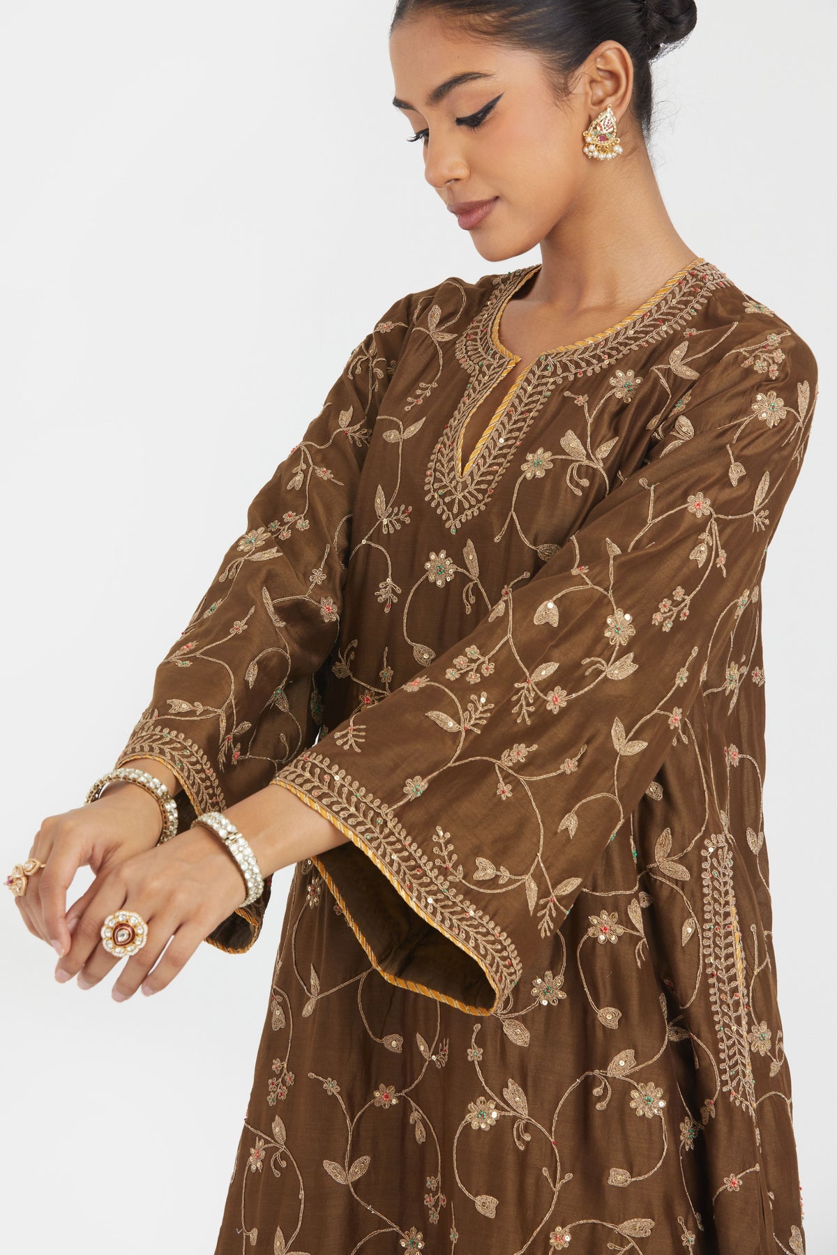 Olive A-line Kurta Set