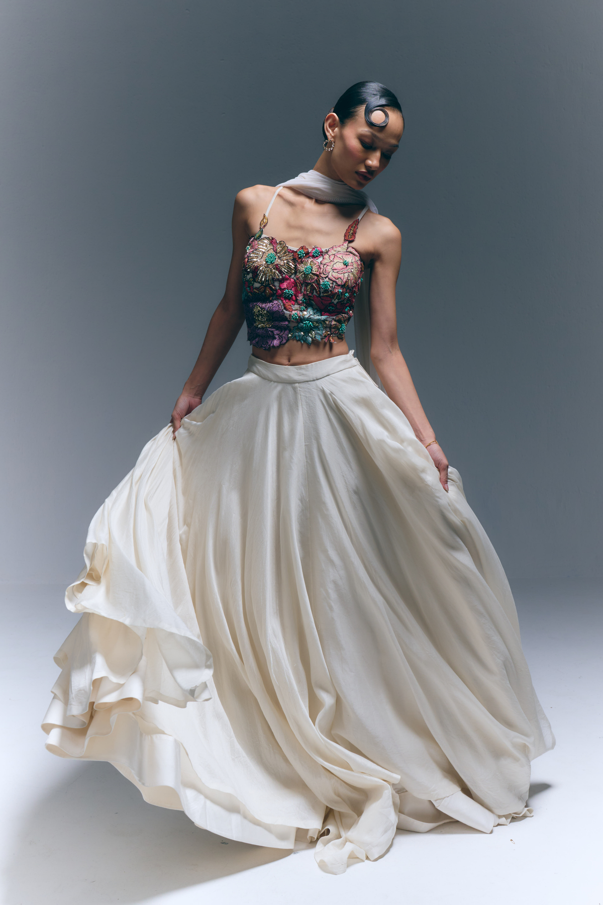 Flora Applique Skirt Set