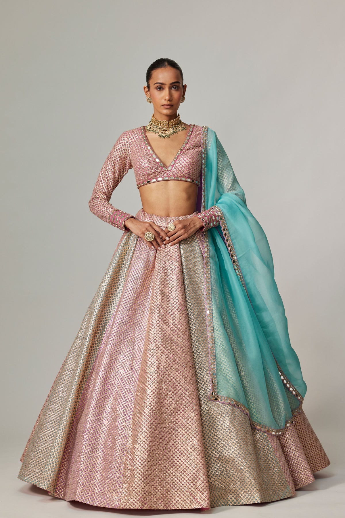 Dark Blush Multicolor Lehenga Set
