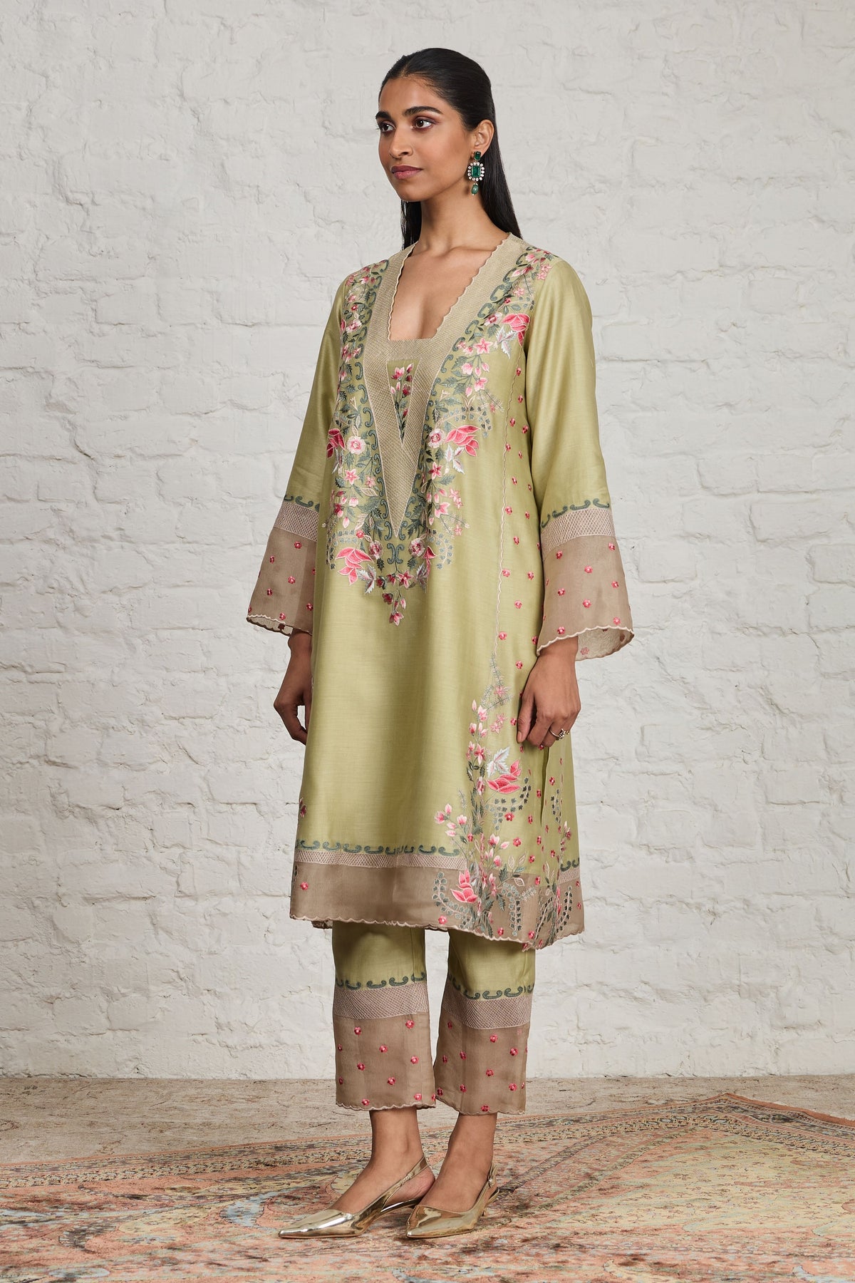 Sage Green Long Kurta Set