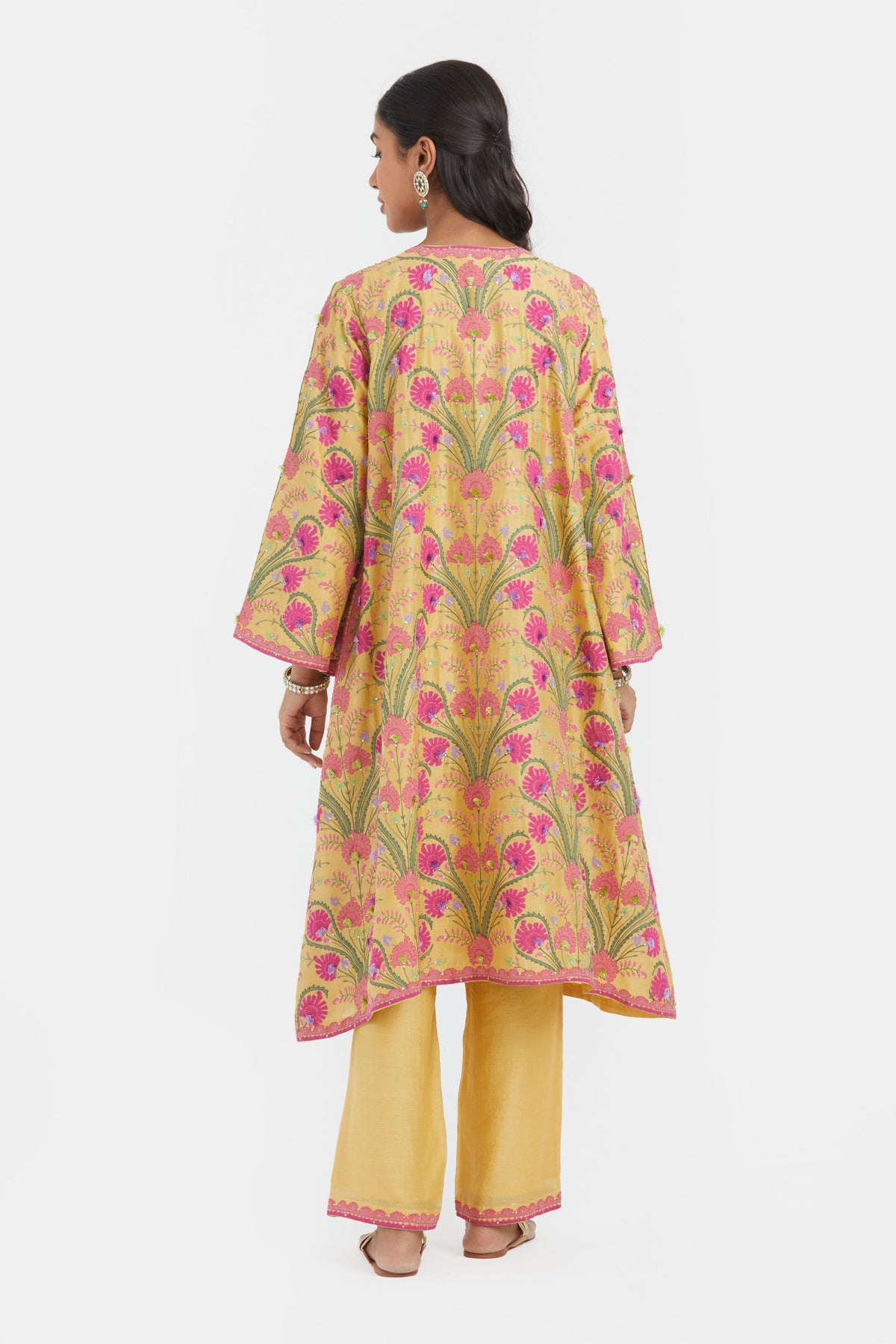Yellow Silk Chanderi Kurta Set