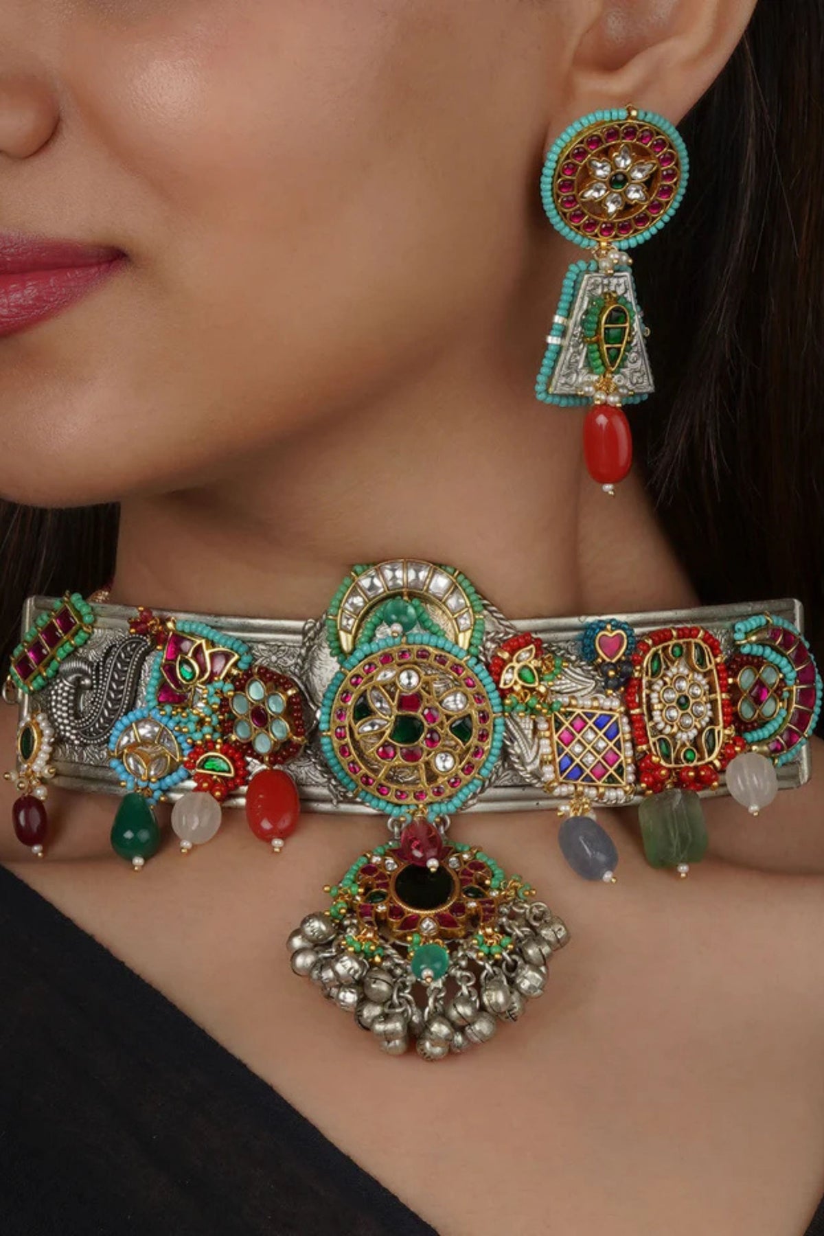 Multicolor Tribal Necklace Set