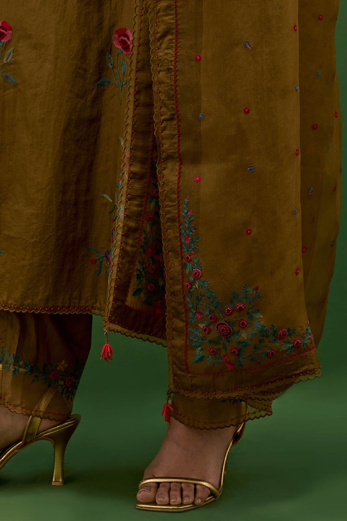 Golden Olive Straight Kurta Set