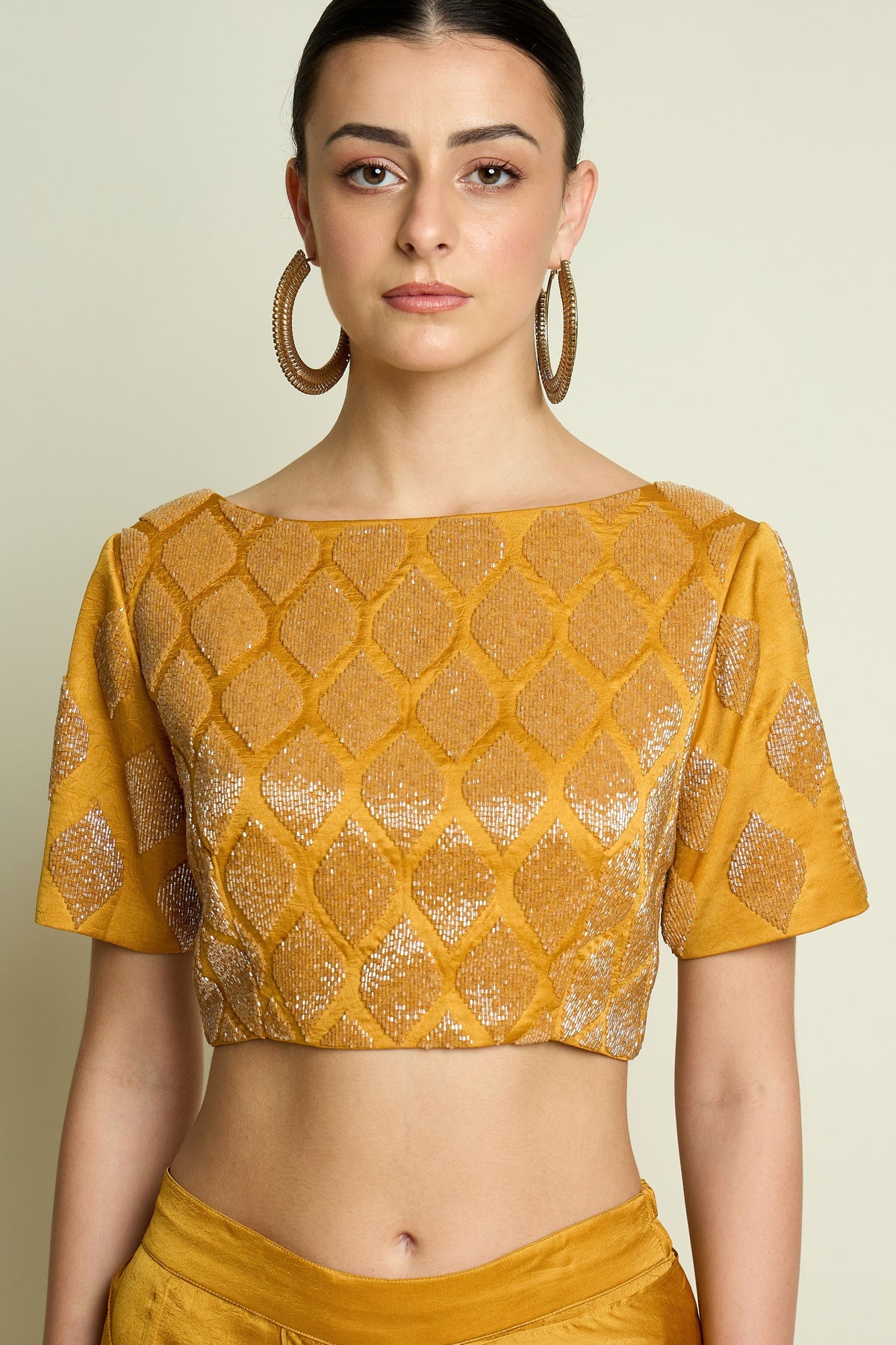 Yellow Leaf Embellished Blouse