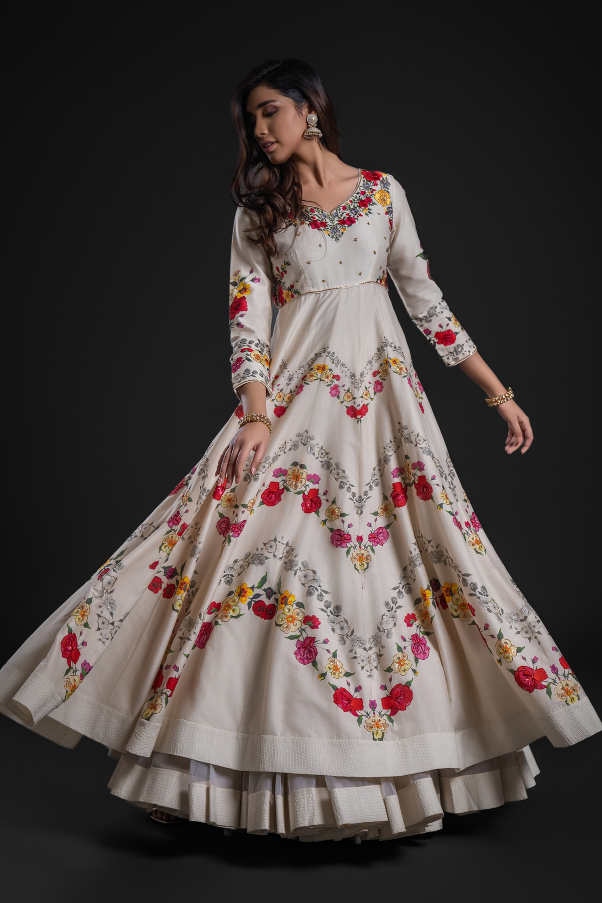 Anarkali Set With Churidar And Dupatta