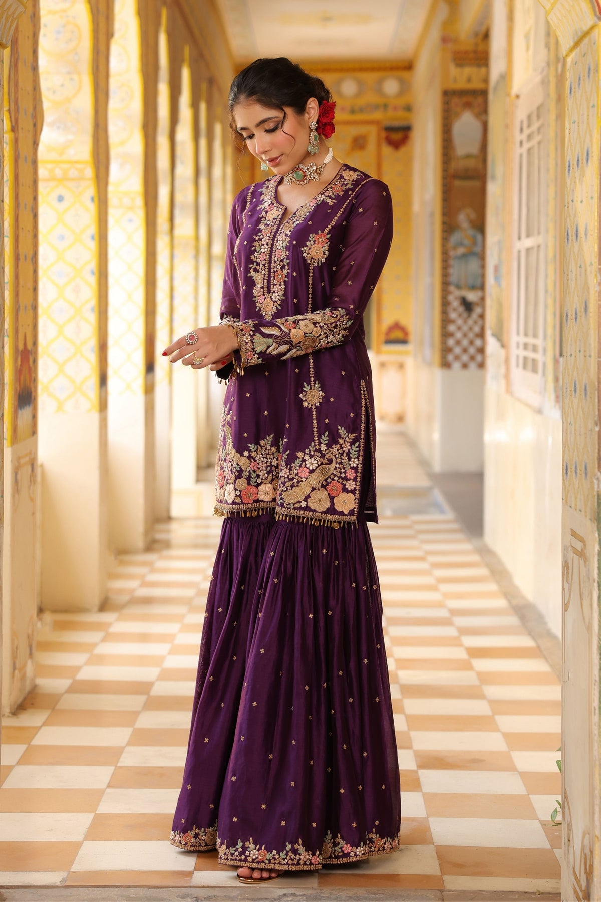 Ahista Purple Mayur Sharara Set