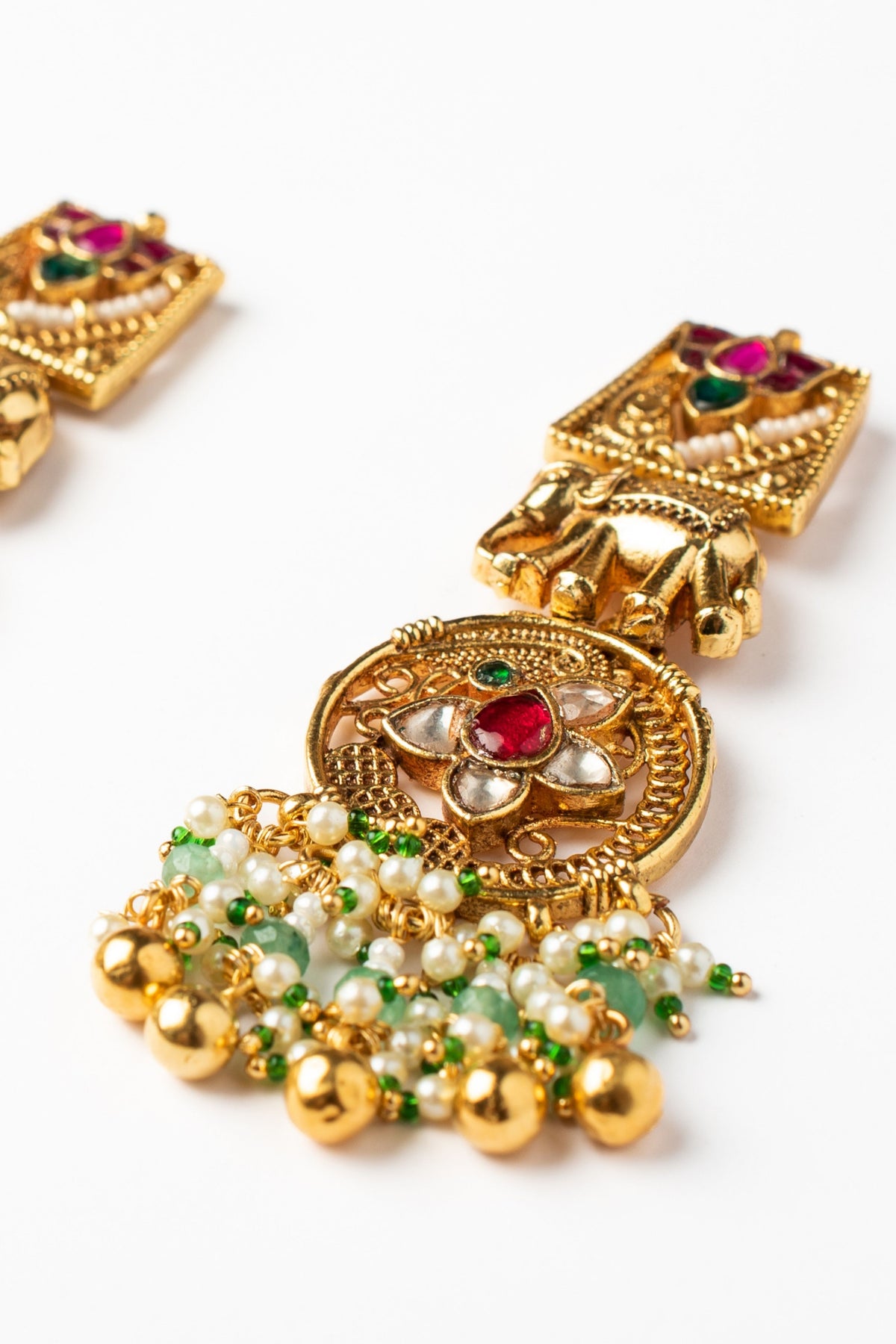 Gold Plated Multicolored Beads Short Necklace Set